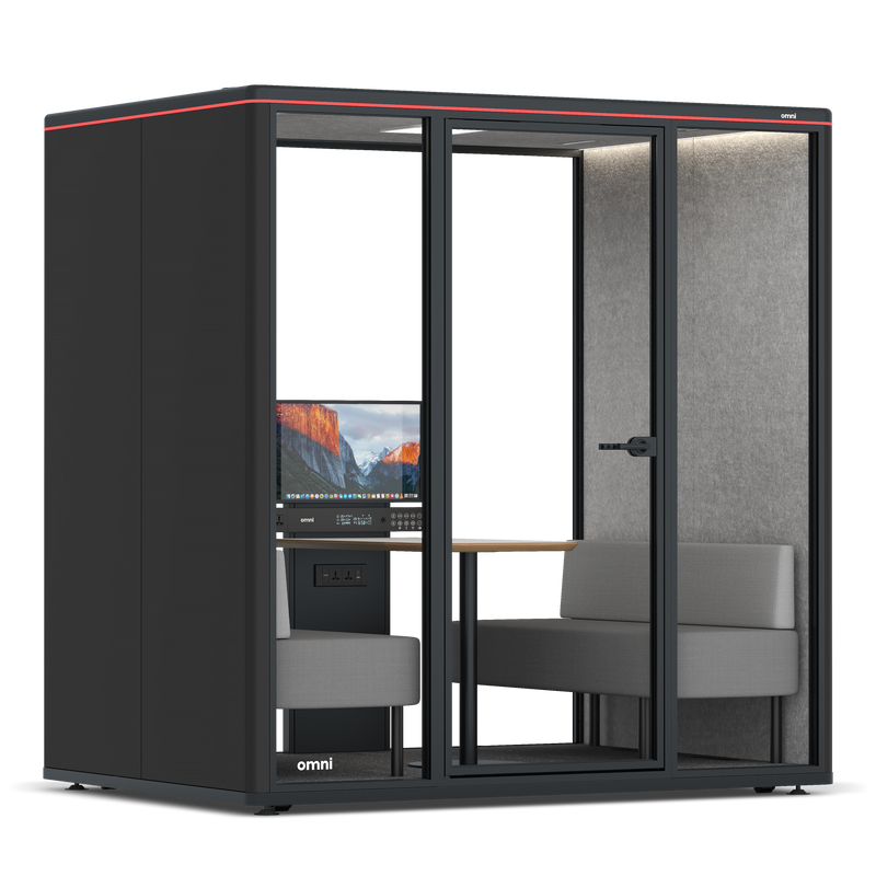 Omni FourBank (+ monitorstandaard) / RAL Zwart / Lichtgrijs PET-paneel