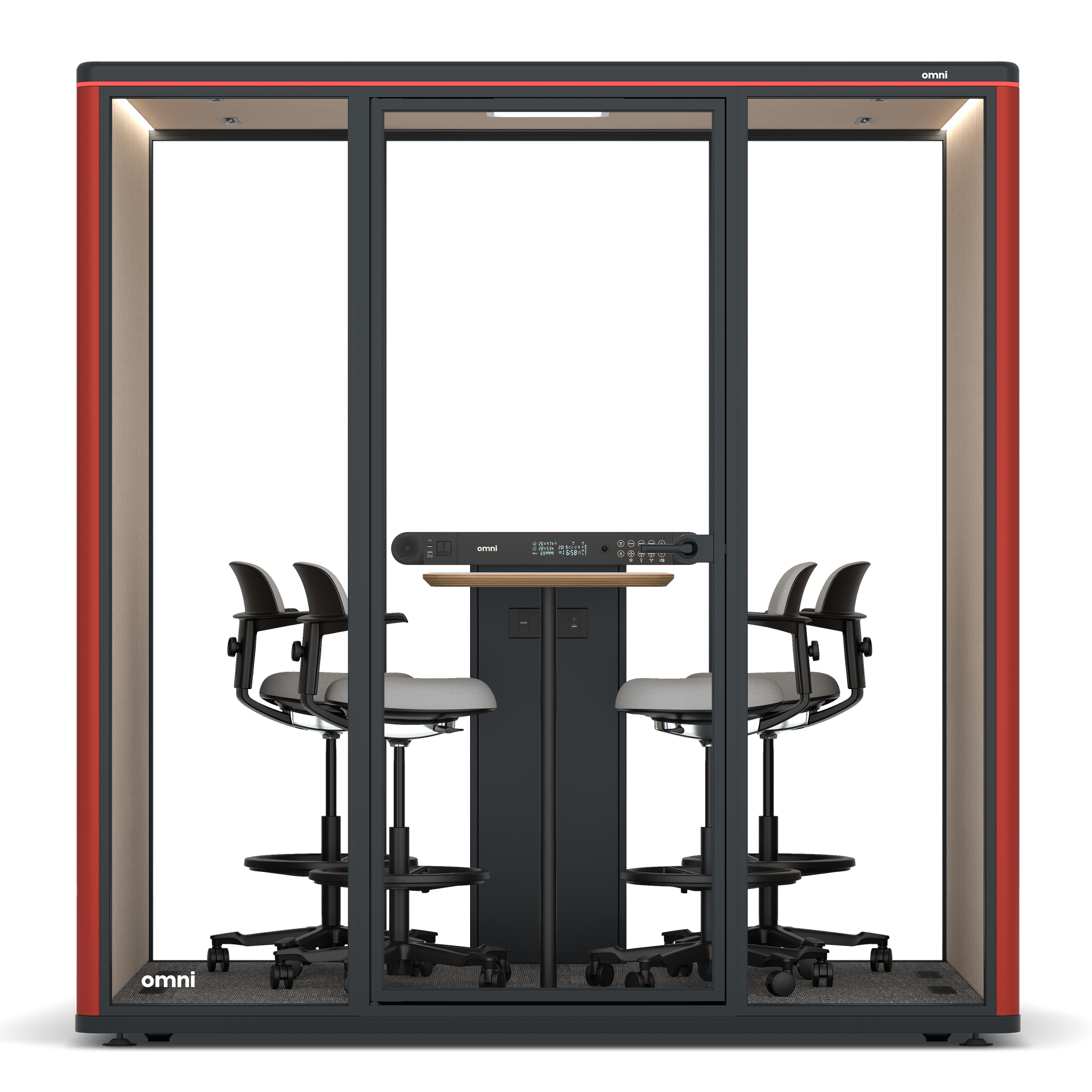Omni FourCounter Meeting Table / RAL Tomato Red / #a18e7e