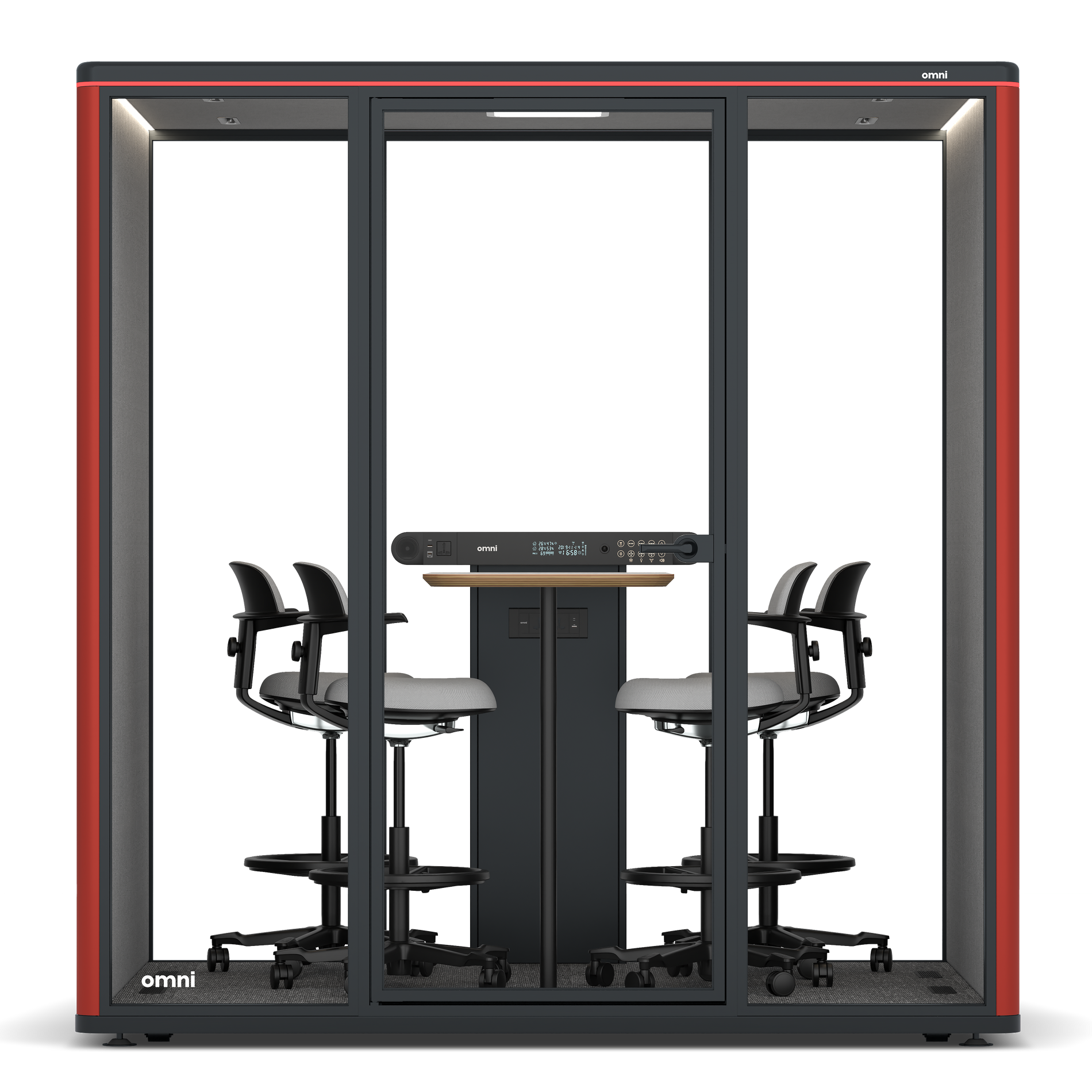 Omni FourCounter Meeting Table / RAL Tomato Red / #6d6c69