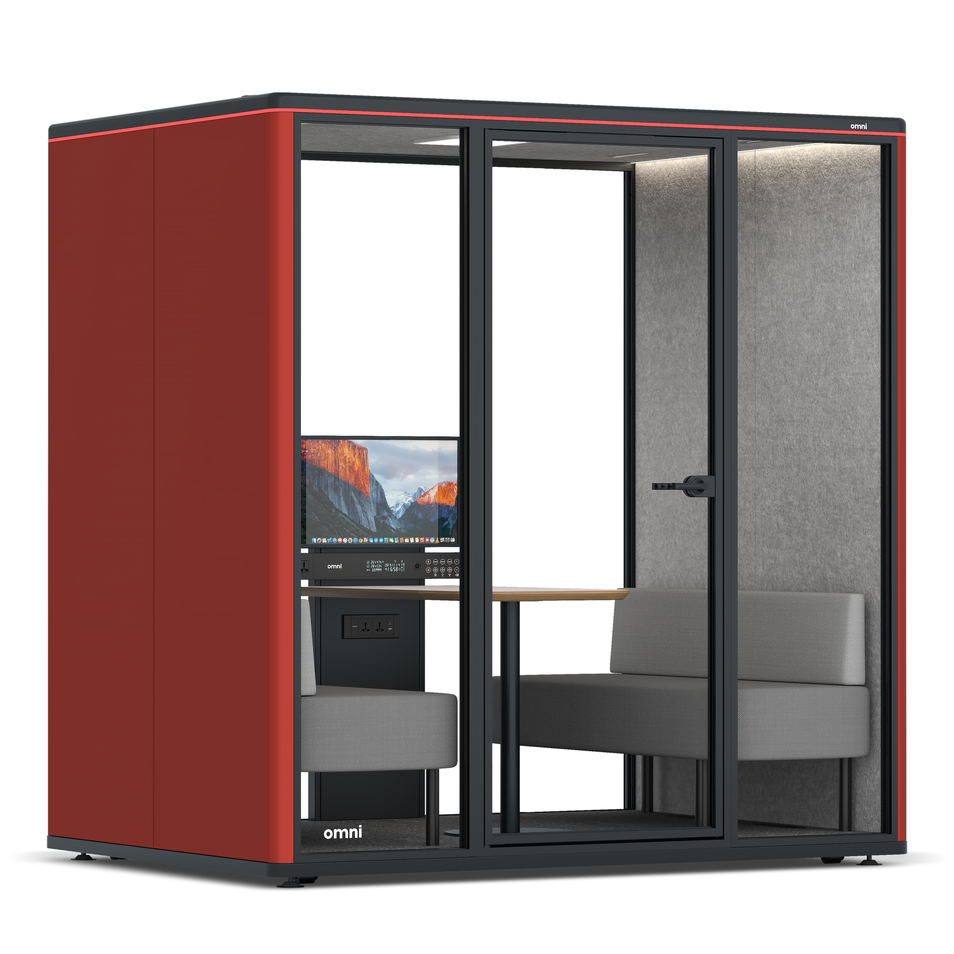 Omni FourSofa (+ Monitor Stand) / RAL Tomato Red / #a49f98