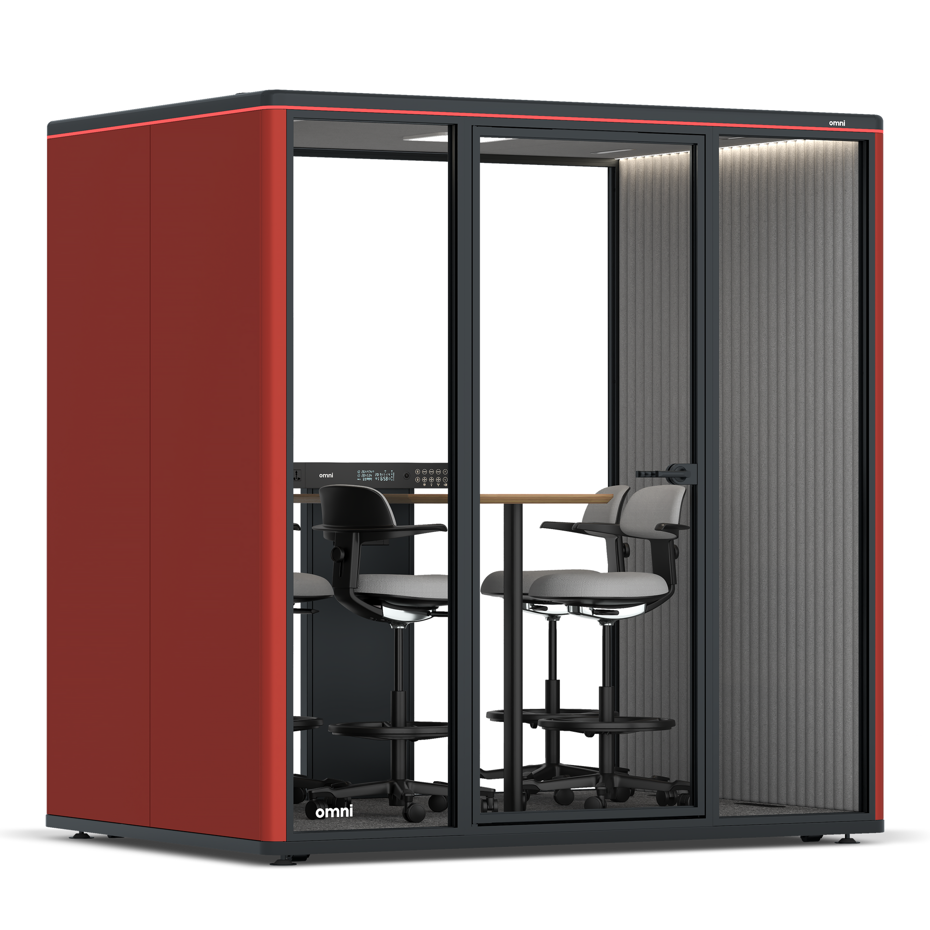 Omni FourCounter Meeting Table / RAL Tomato Red / #6d6c69