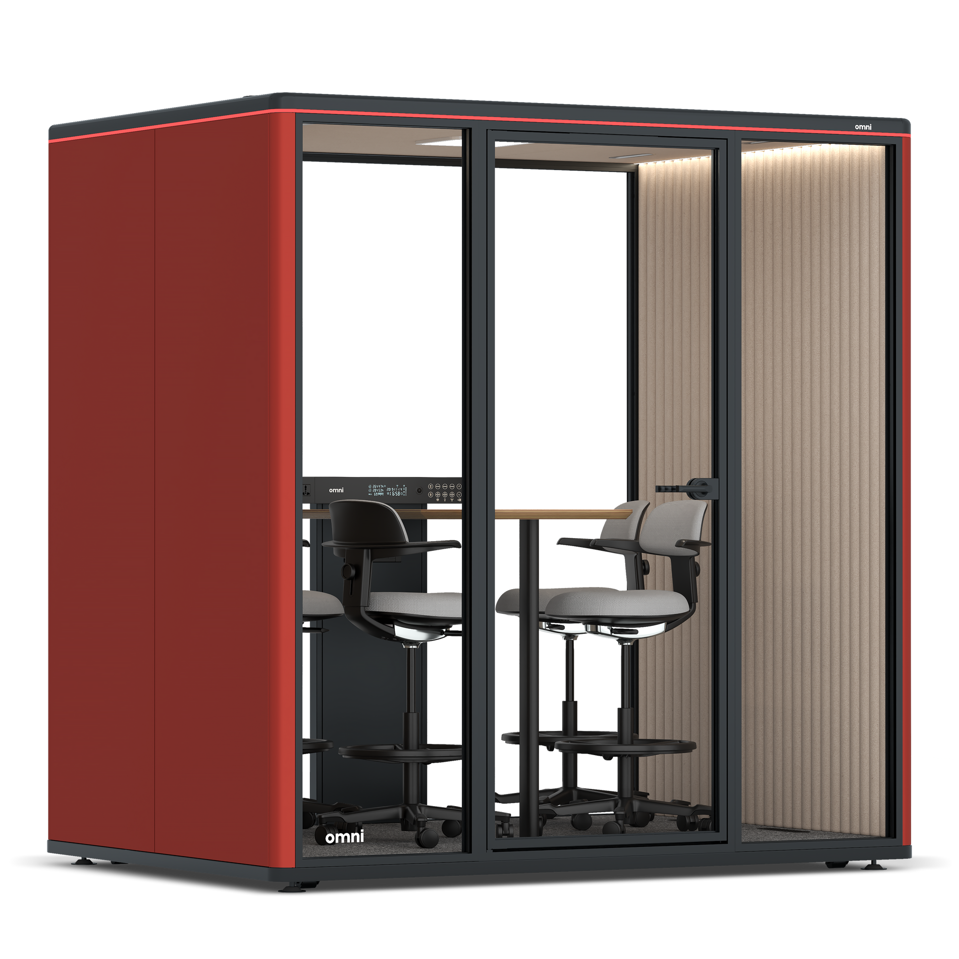 Omni FourCounter Meeting Table / RAL Tomato Red / #a18e7e