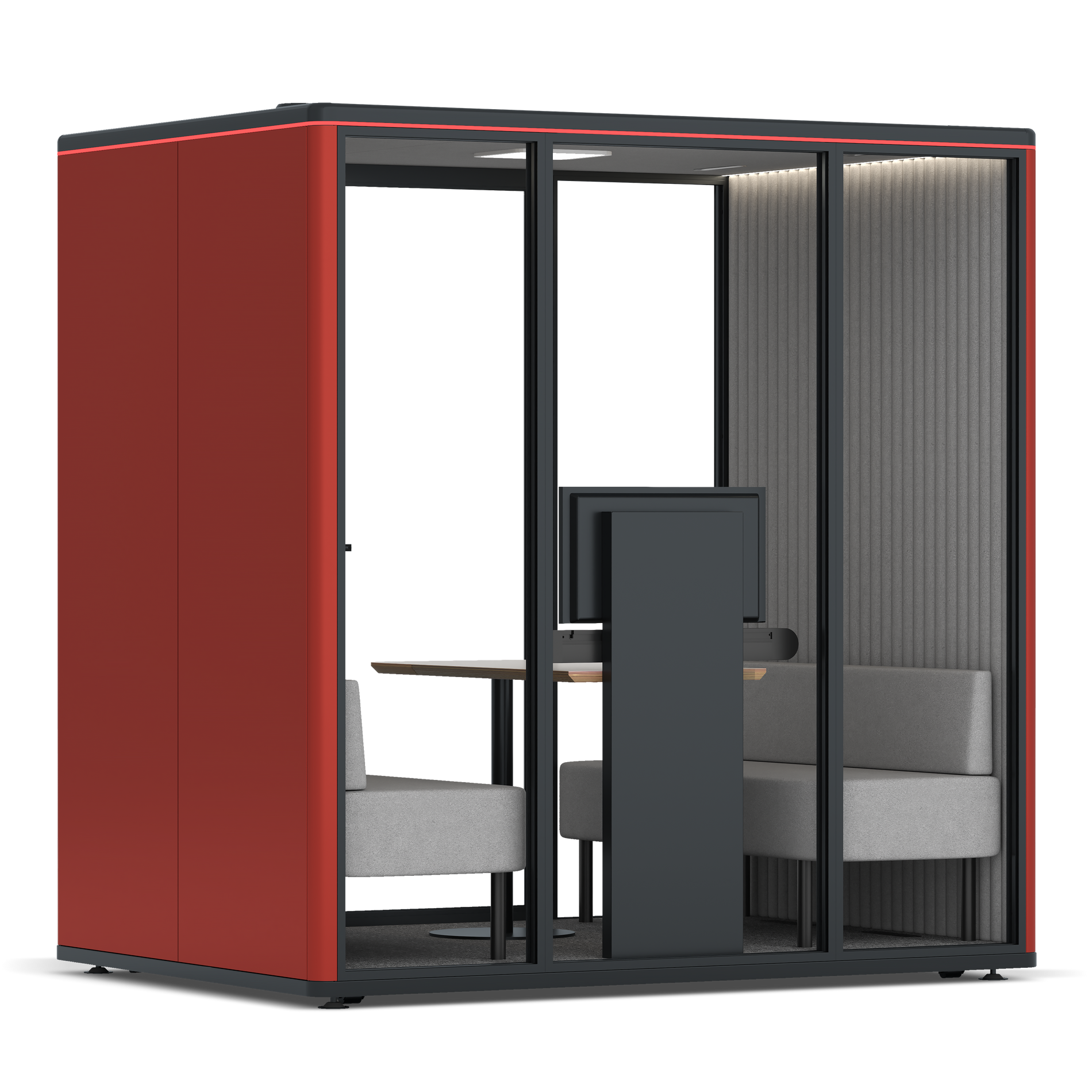 Omni FourSofa (+ Monitor Stand) / RAL Tomato Red / #6d6c69