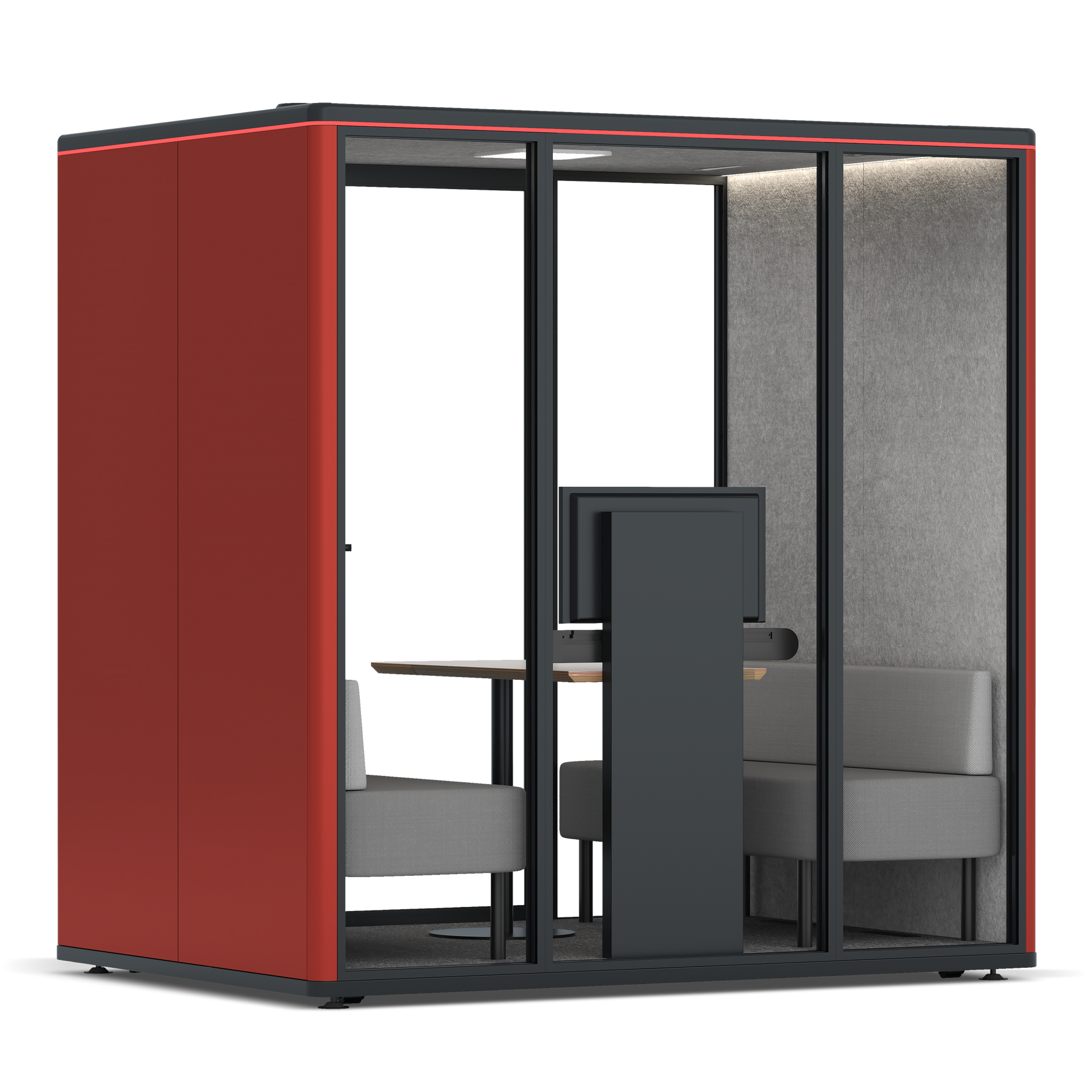 Omni FourSofa (+ Monitor Stand) / RAL Tomato Red / #a49f98
