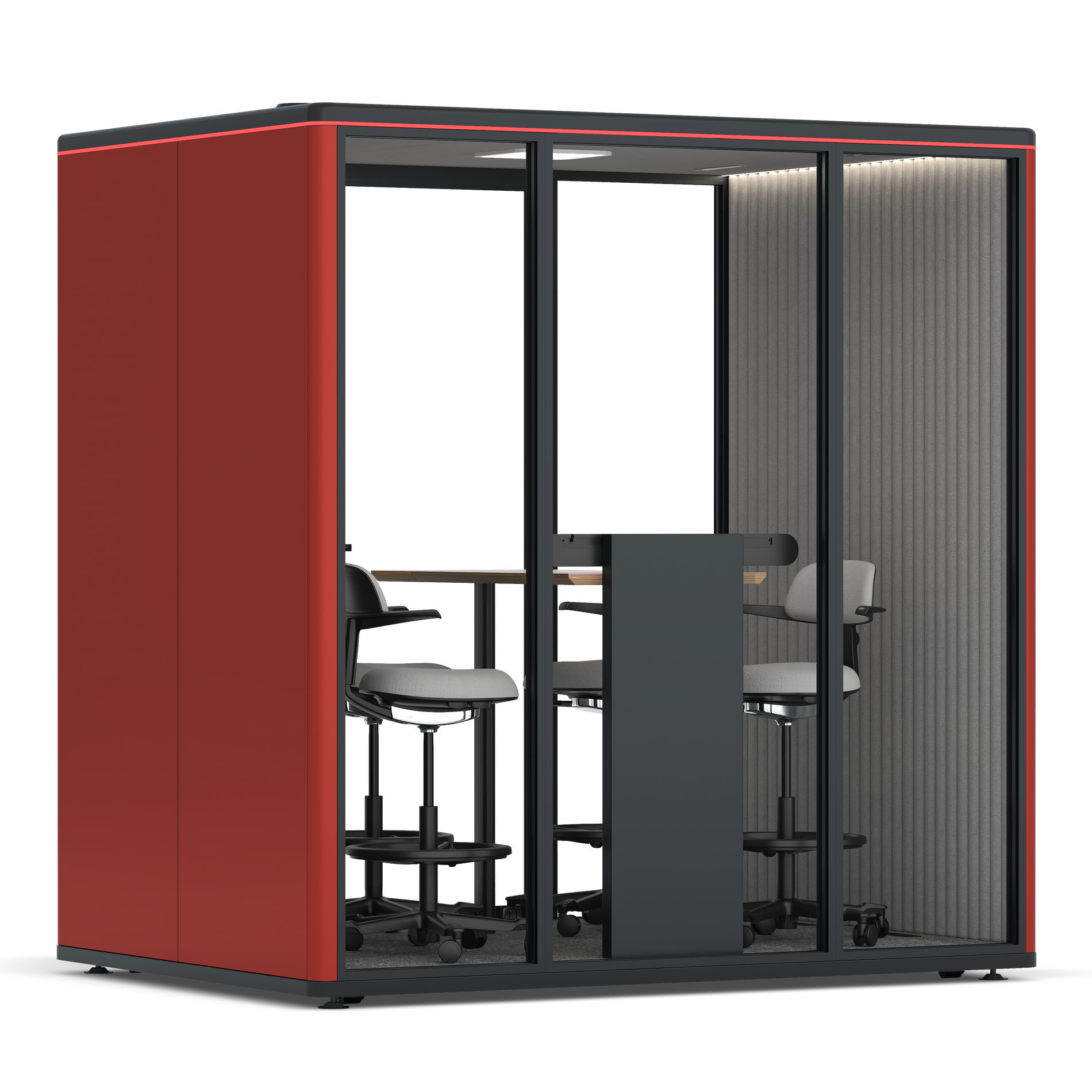 Omni FourCounter Meeting Table / RAL Tomato Red / #6d6c69