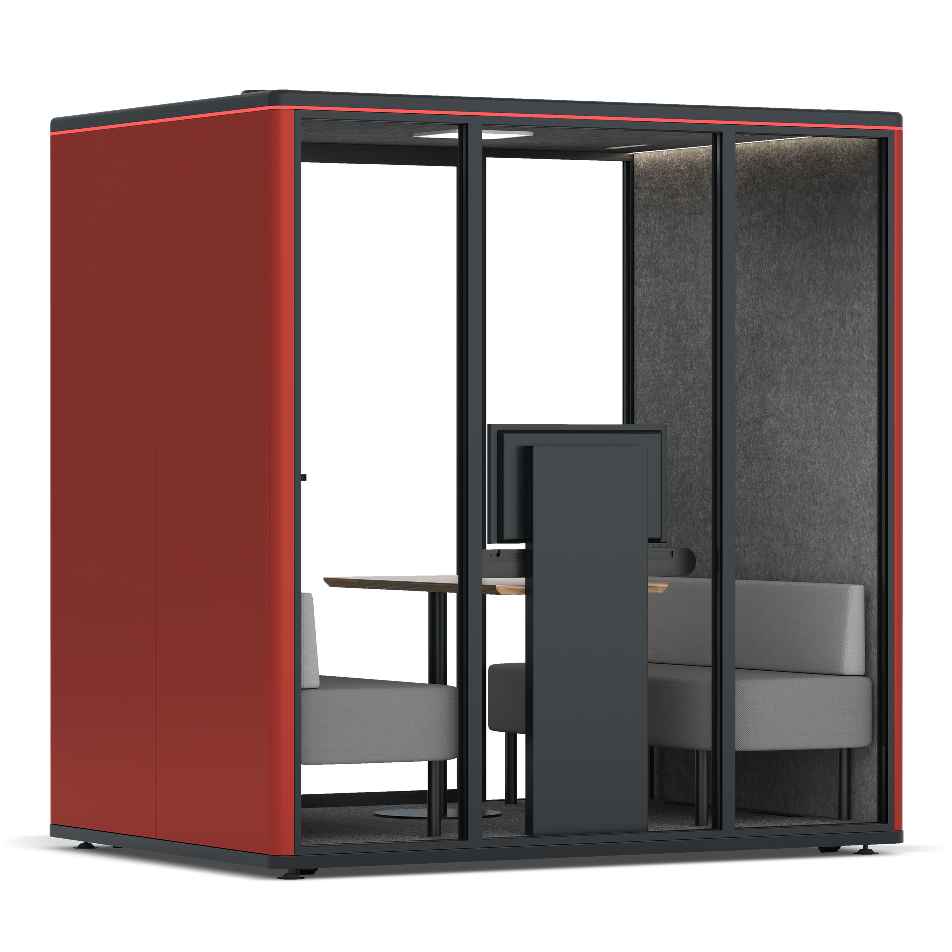 Omni FourSofa (+ Monitor Stand) / RAL Tomato Red / #615f5d
