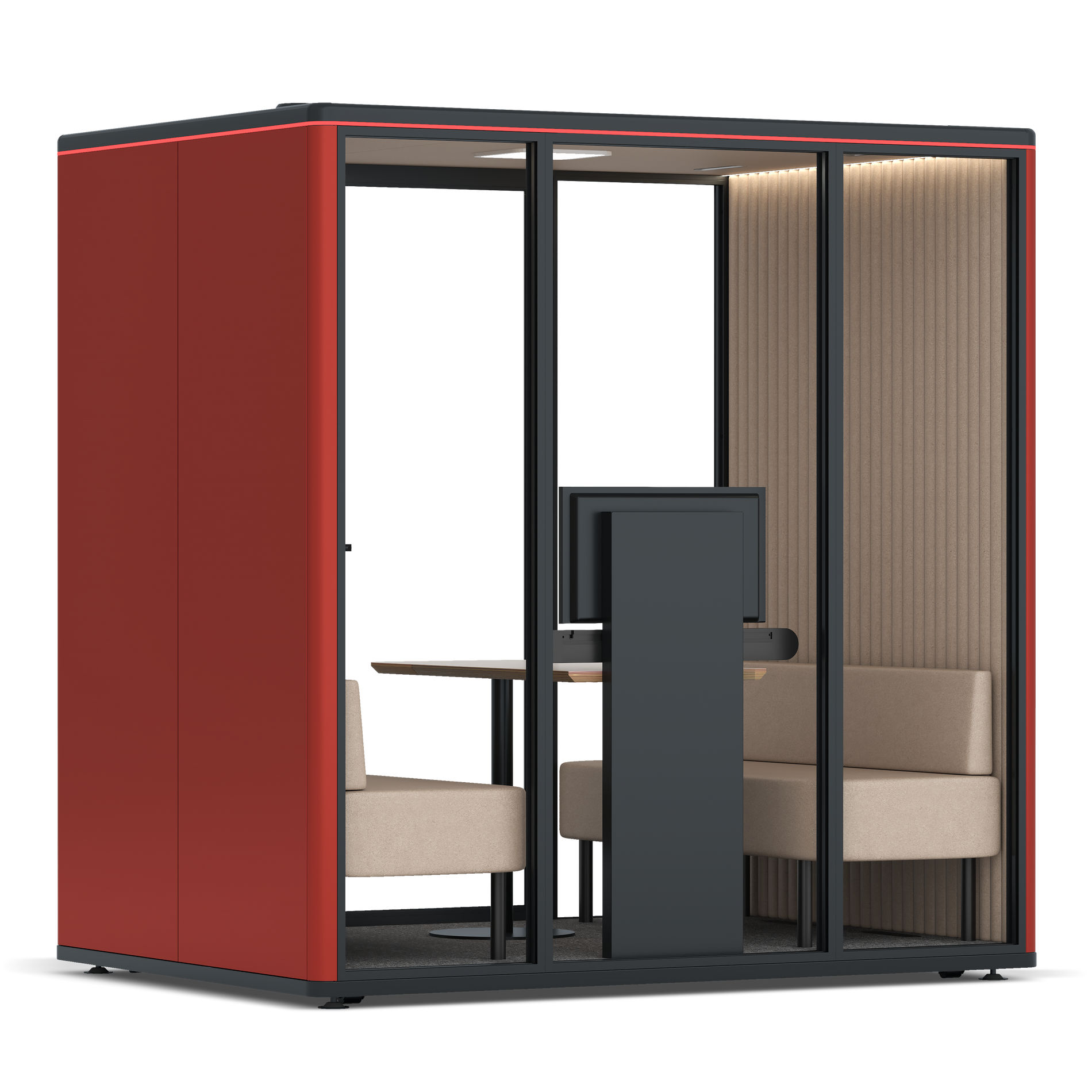 Omni FourSofa (+ Monitor Stand) / RAL Tomato Red / #a18e7e