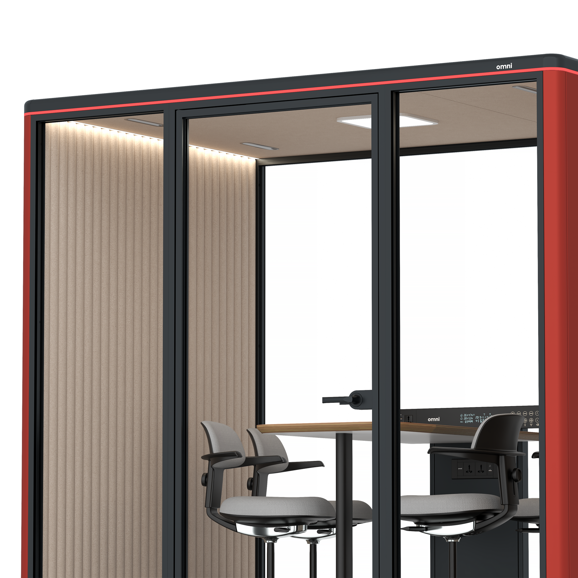 Omni FourCounter Meeting Table / RAL Tomato Red / #a18e7e