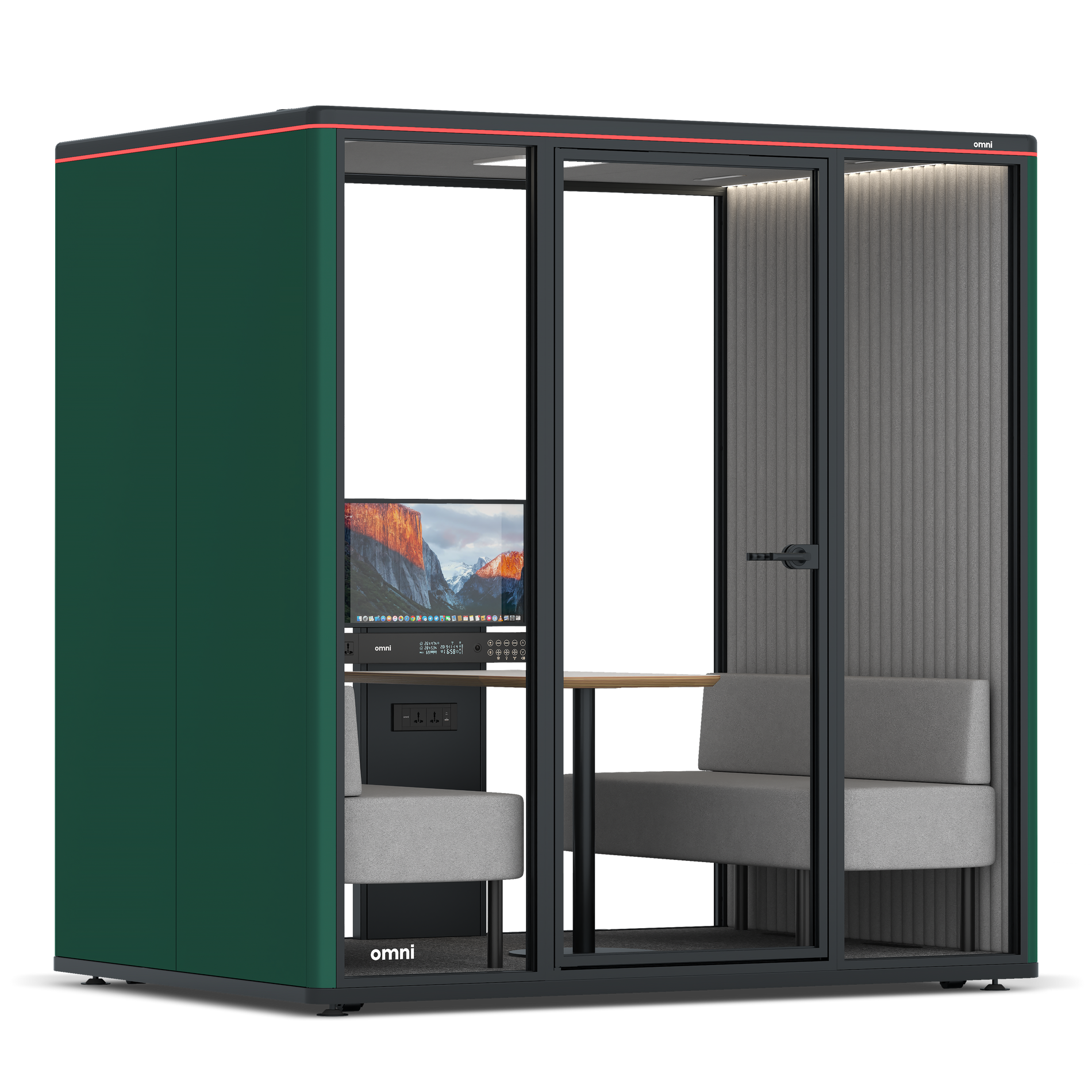 Omni FourSofa (+ Monitor Stand) / RAL Moss Green / #6d6c69