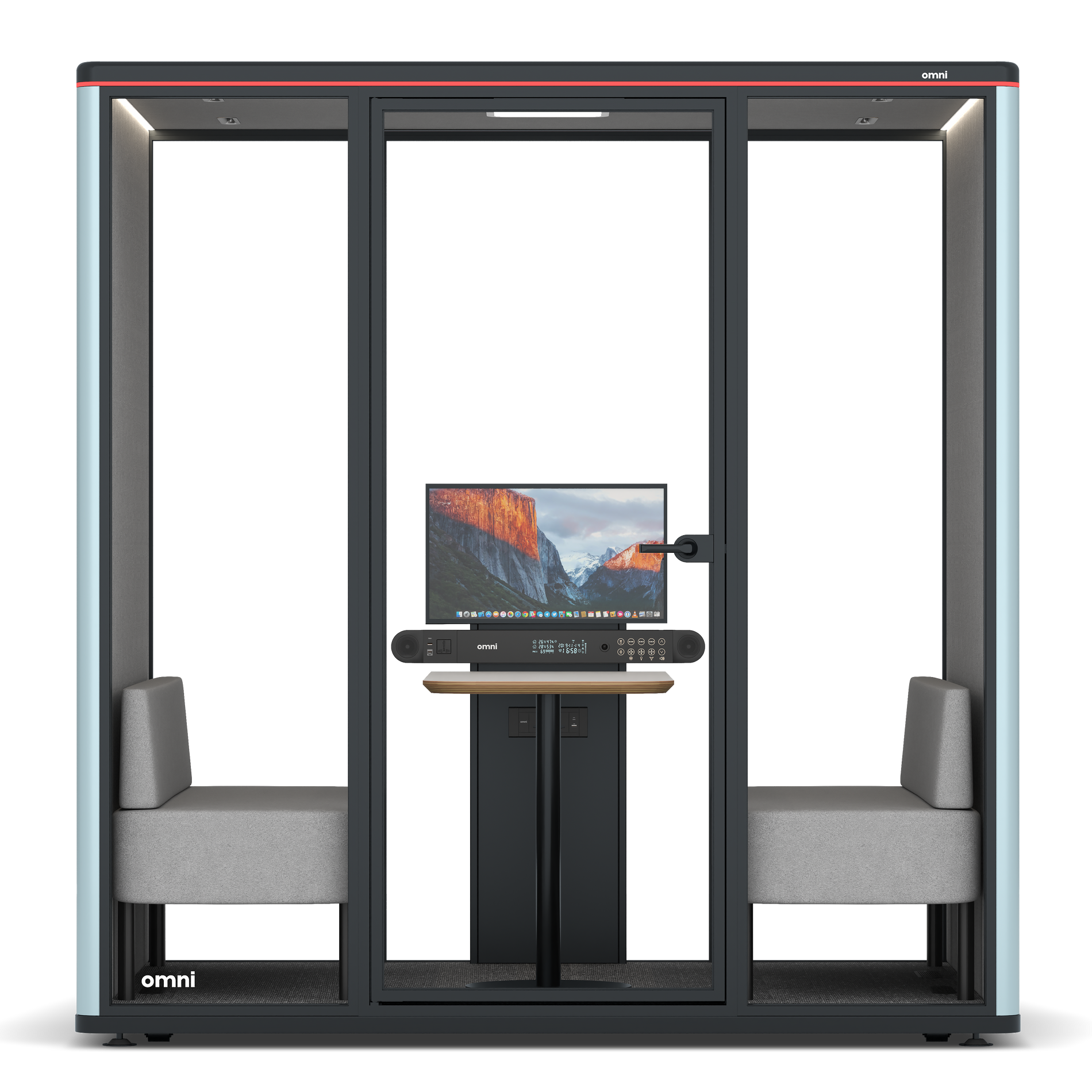 Omni FourSofa (+ Monitor Stand) / RAL Grey Blue / #6d6c69