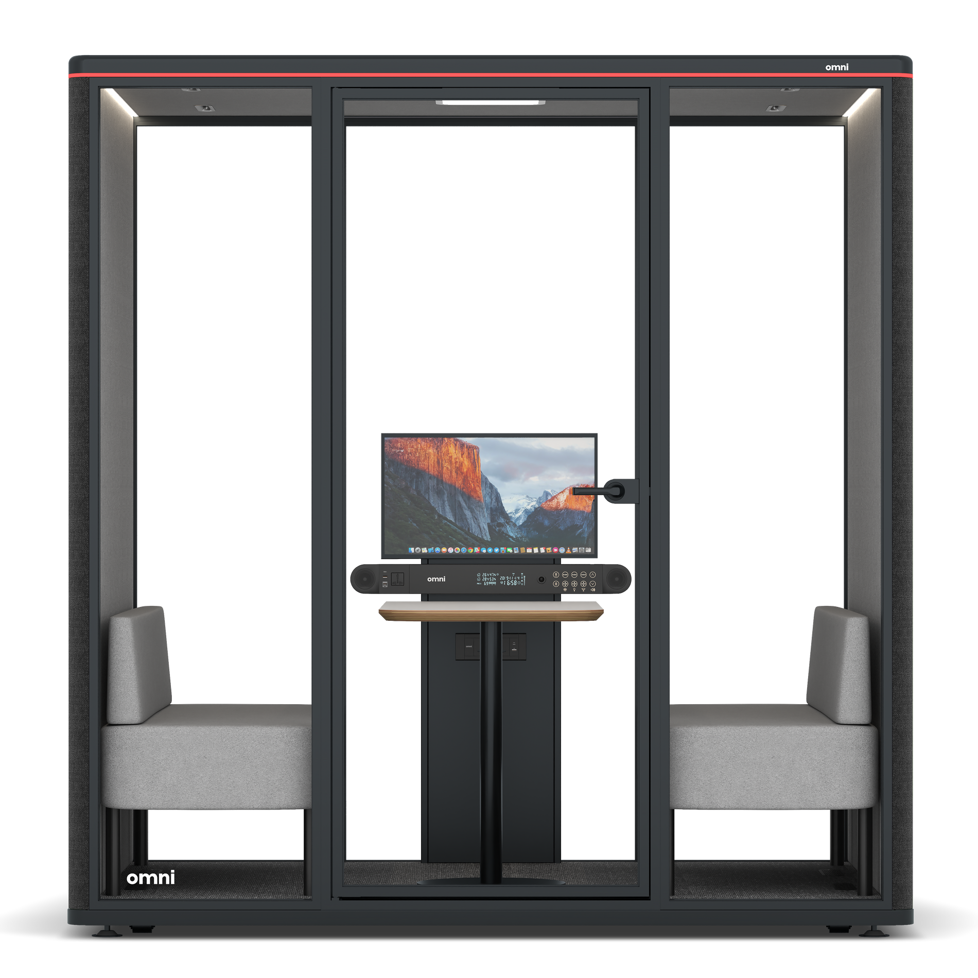 Omni FourSofa (+ Monitor Stand) / Gabriel Medley Black / #6d6c69