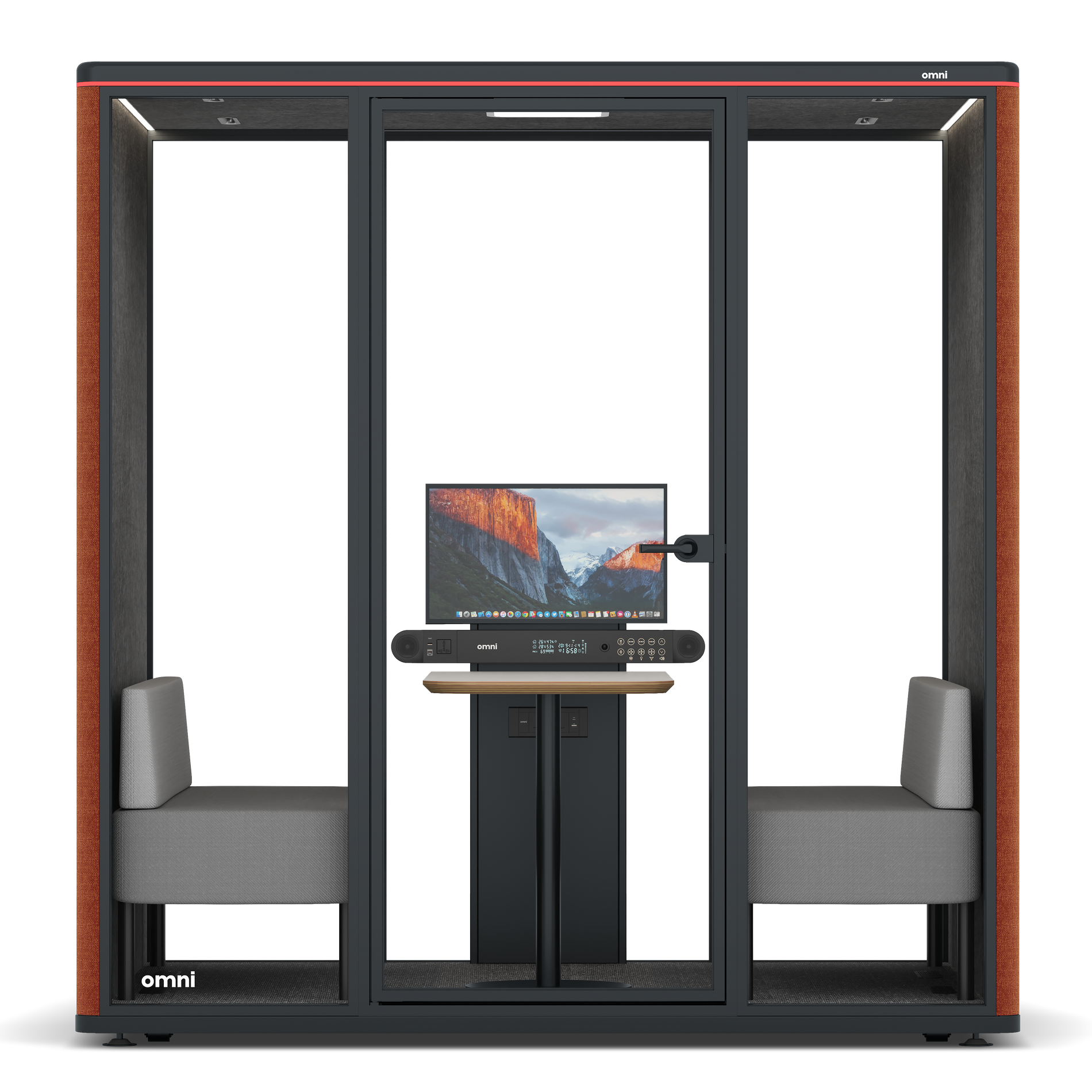 Omni FourSofa (+ Monitor Stand) / Bloody Orange / #615f5d