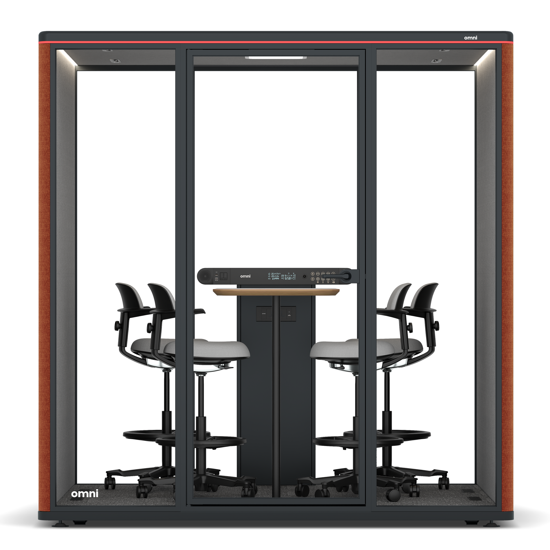 Omni FourCounter Meeting Table / Bloody Orange / #6d6c69