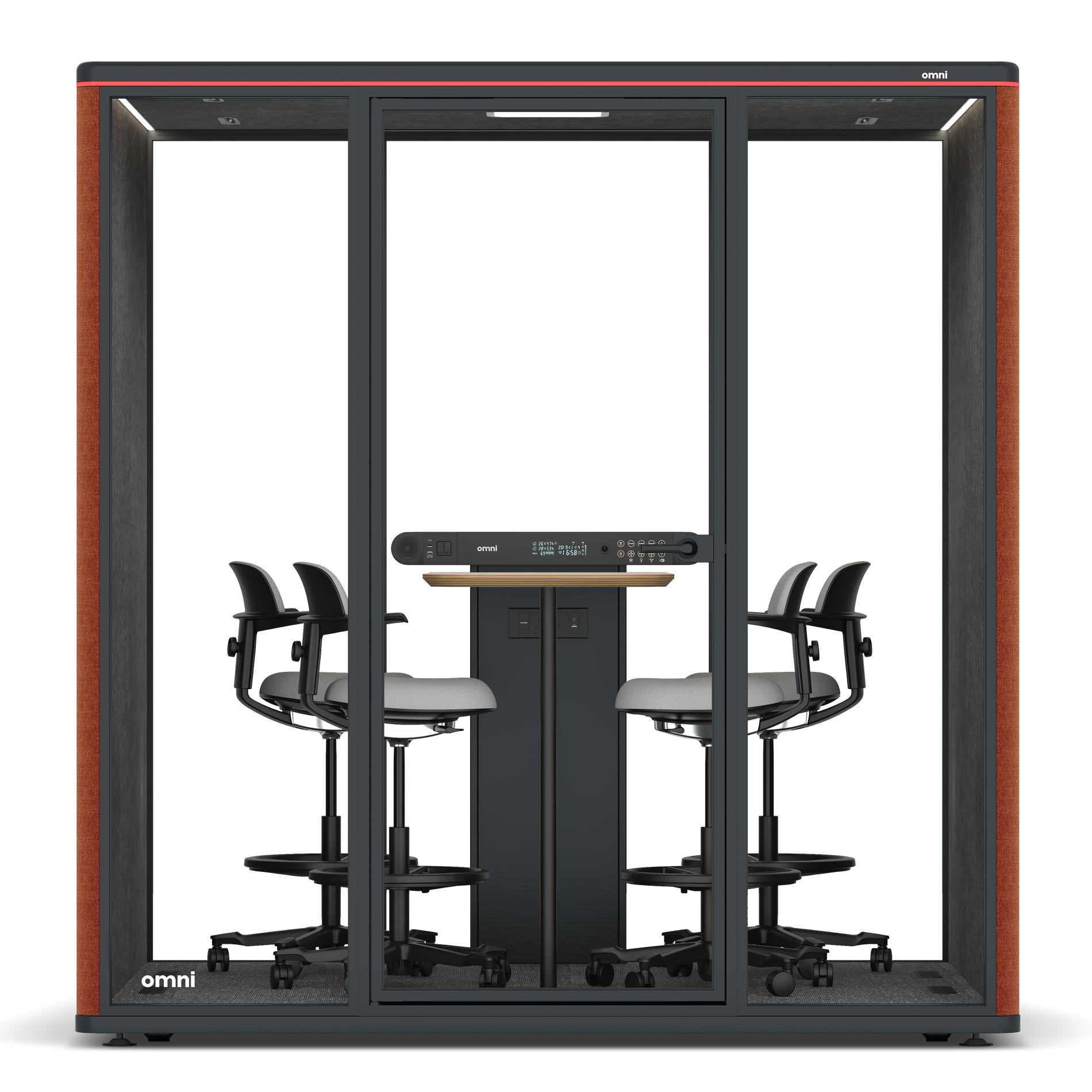 Omni FourCounter Meeting Table / Bloody Orange / #615f5d