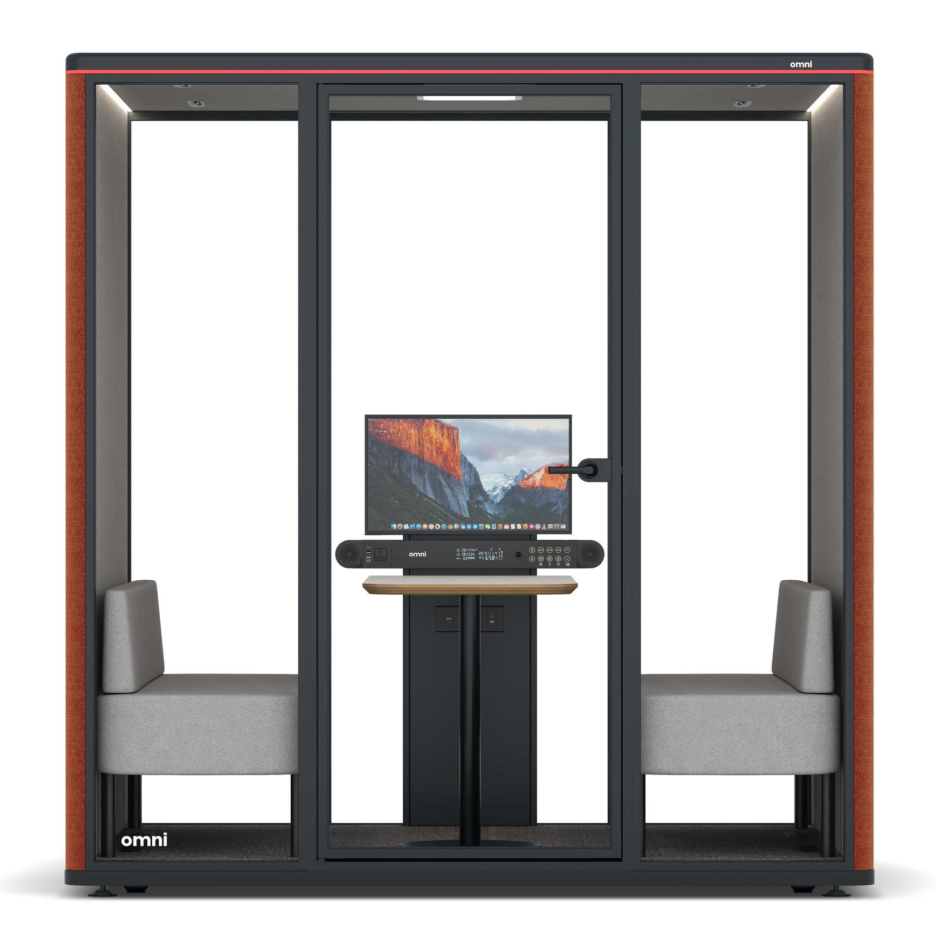 Omni FourSofa (+ Monitor Stand) / Bloody Orange / #6d6c69