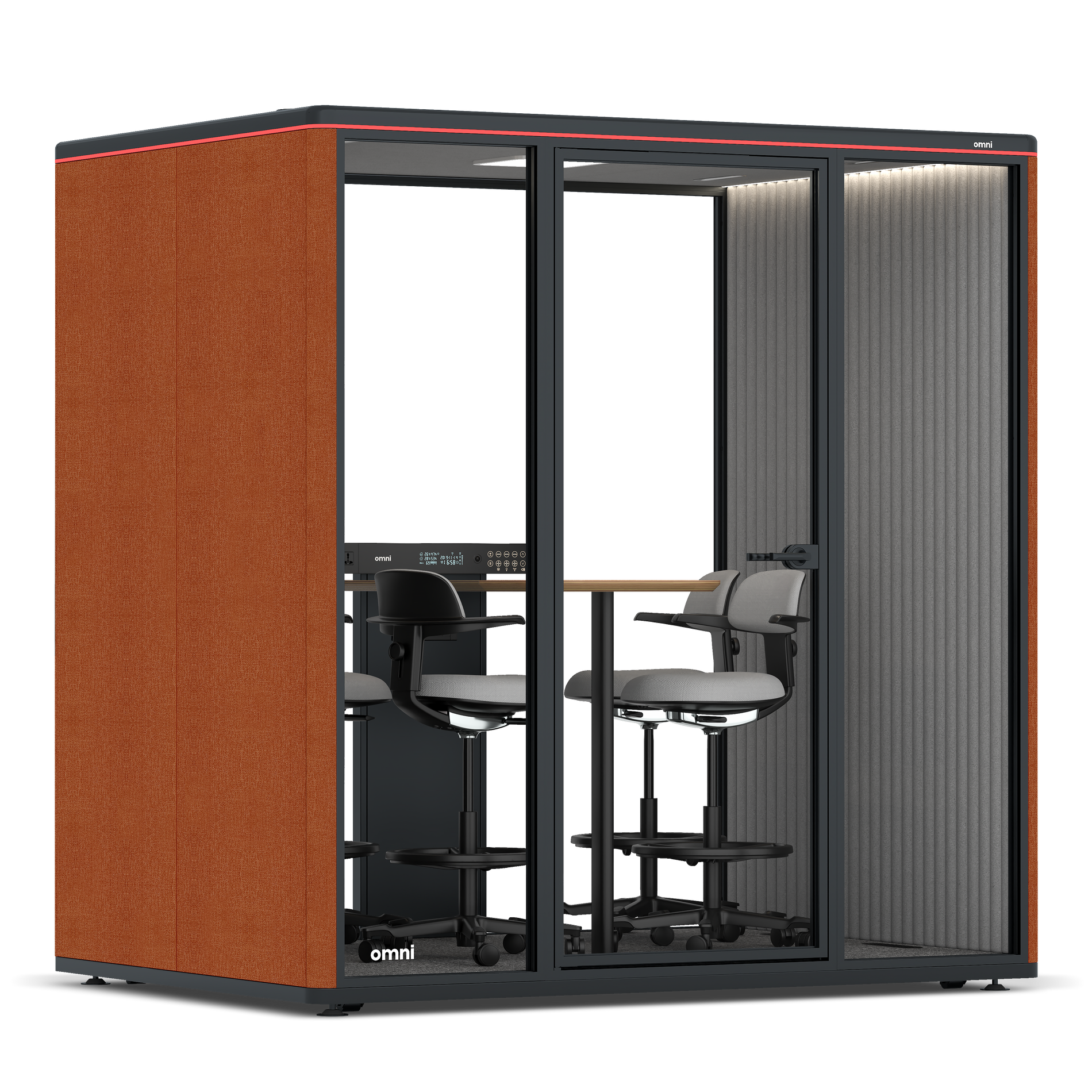 Omni FourCounter Meeting Table / Bloody Orange / #6d6c69