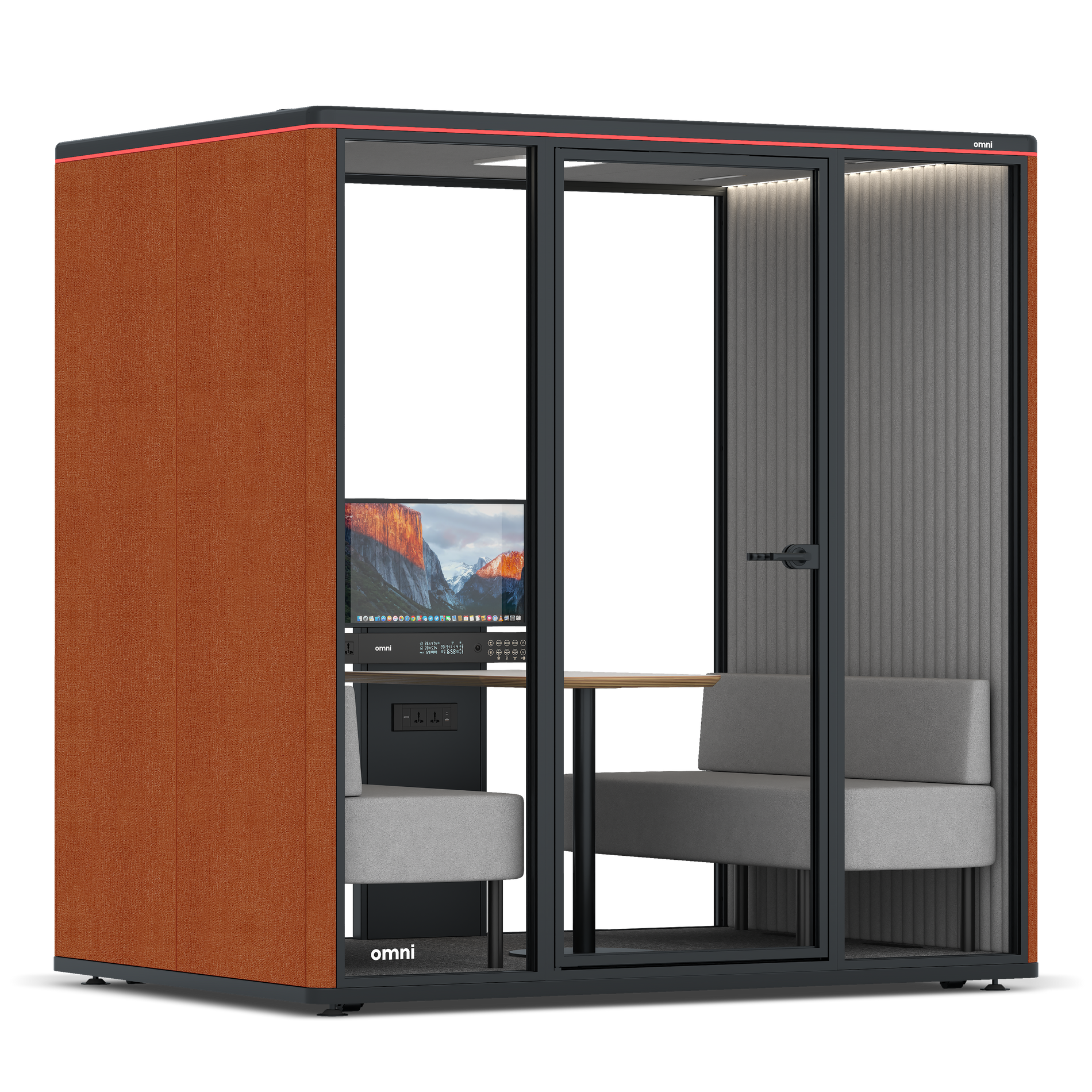 Omni FourSofa (+ Monitor Stand) / Bloody Orange / #6d6c69