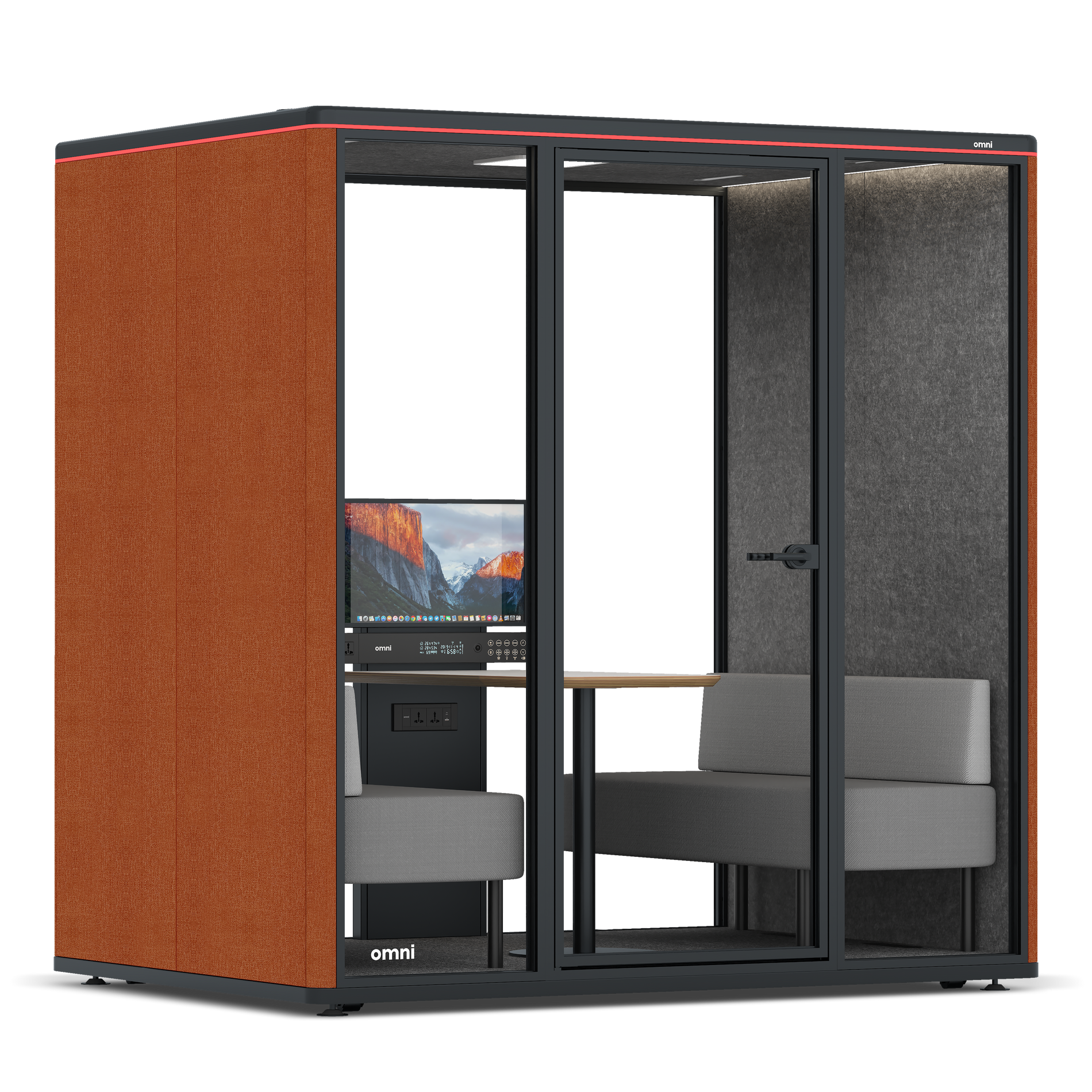 Omni FourSofa (+ Monitor Stand) / Bloody Orange / #615f5d
