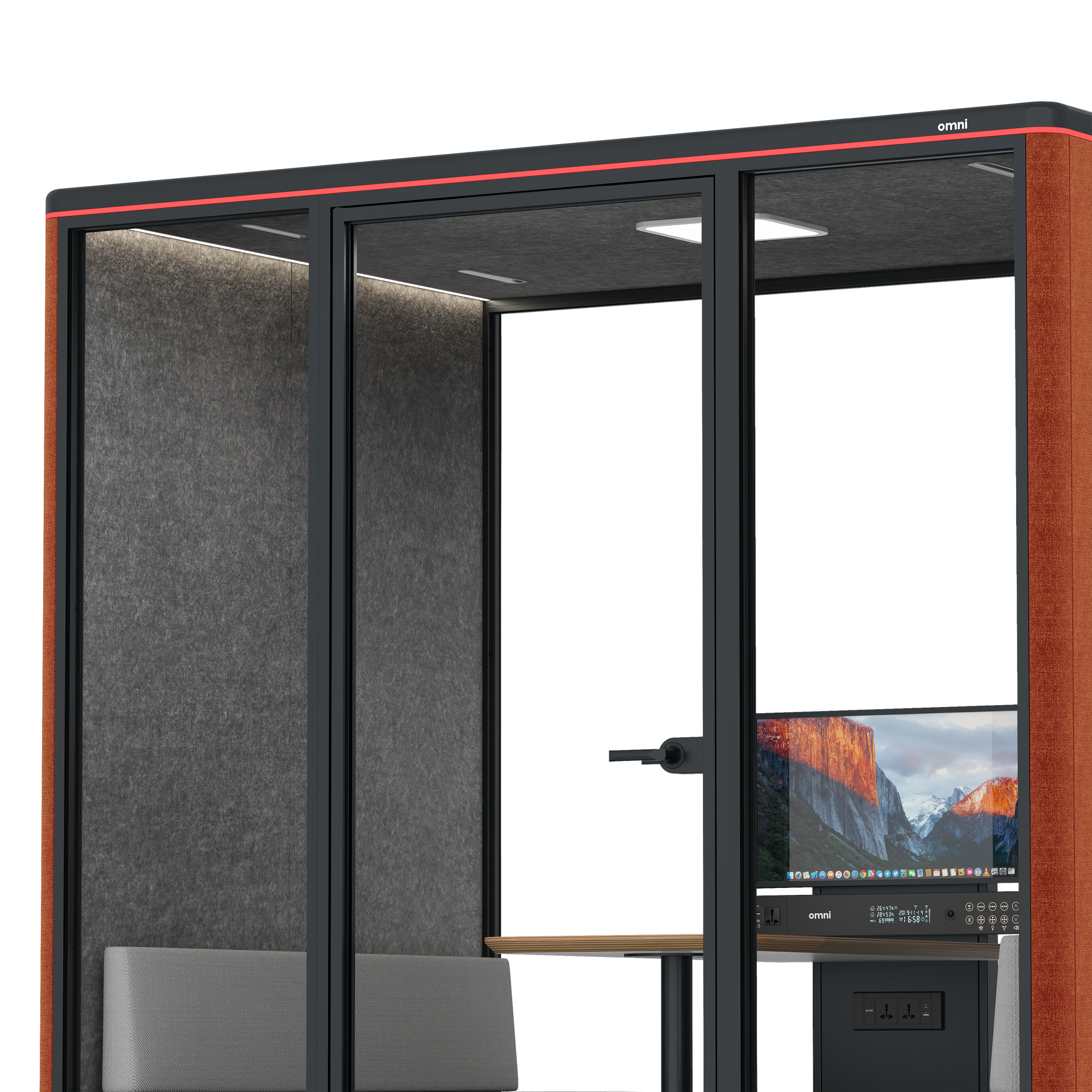 Omni FourSofa (+ Monitor Stand) / Bloody Orange / #615f5d