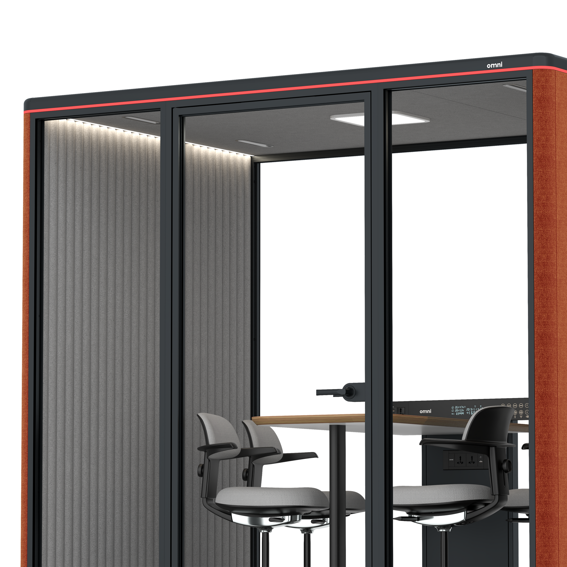 Omni FourCounter Meeting Table / Bloody Orange / #6d6c69