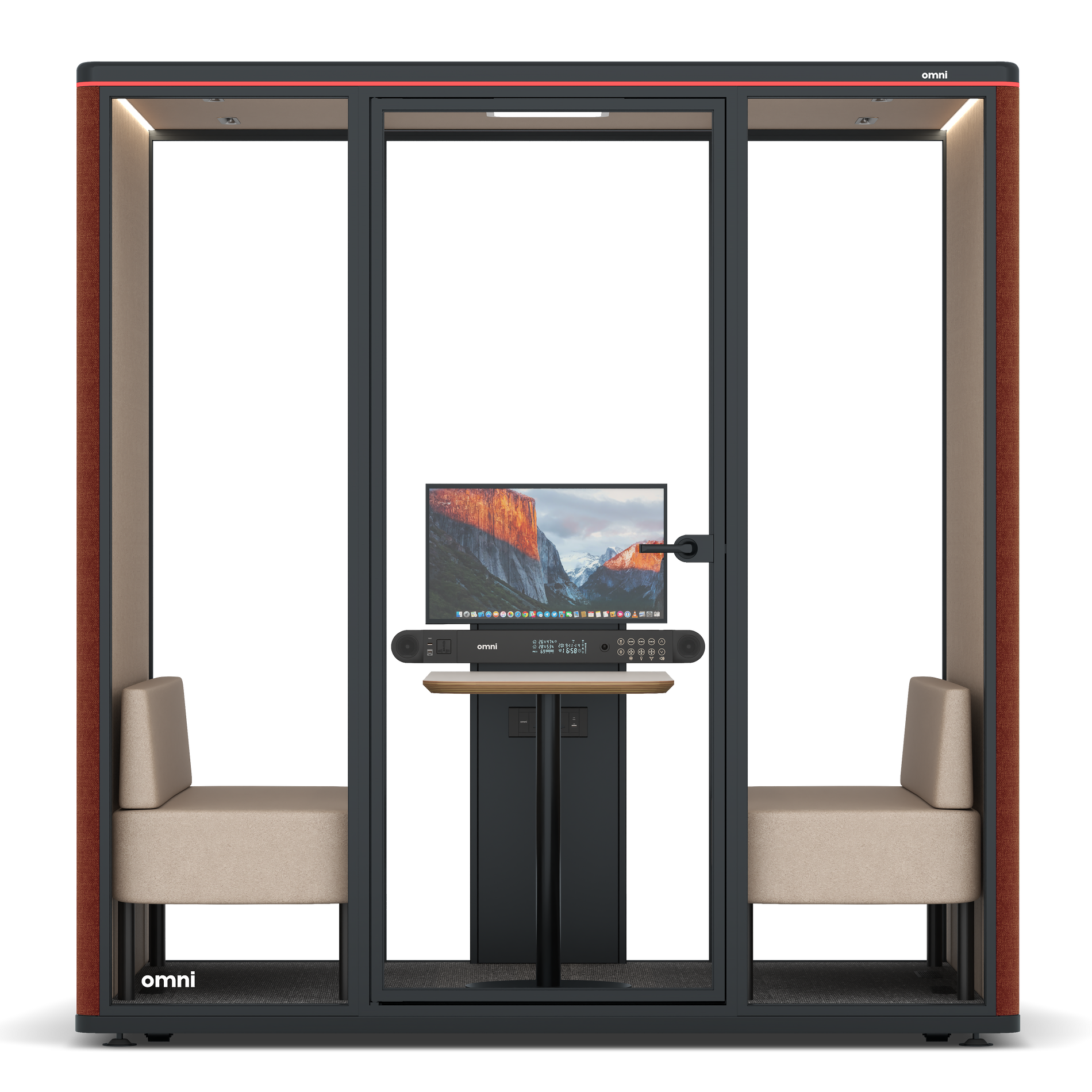 Omni FourSofa (+ Monitor Stand) / Gabriel Medley Deep Rouge / #a18e7e