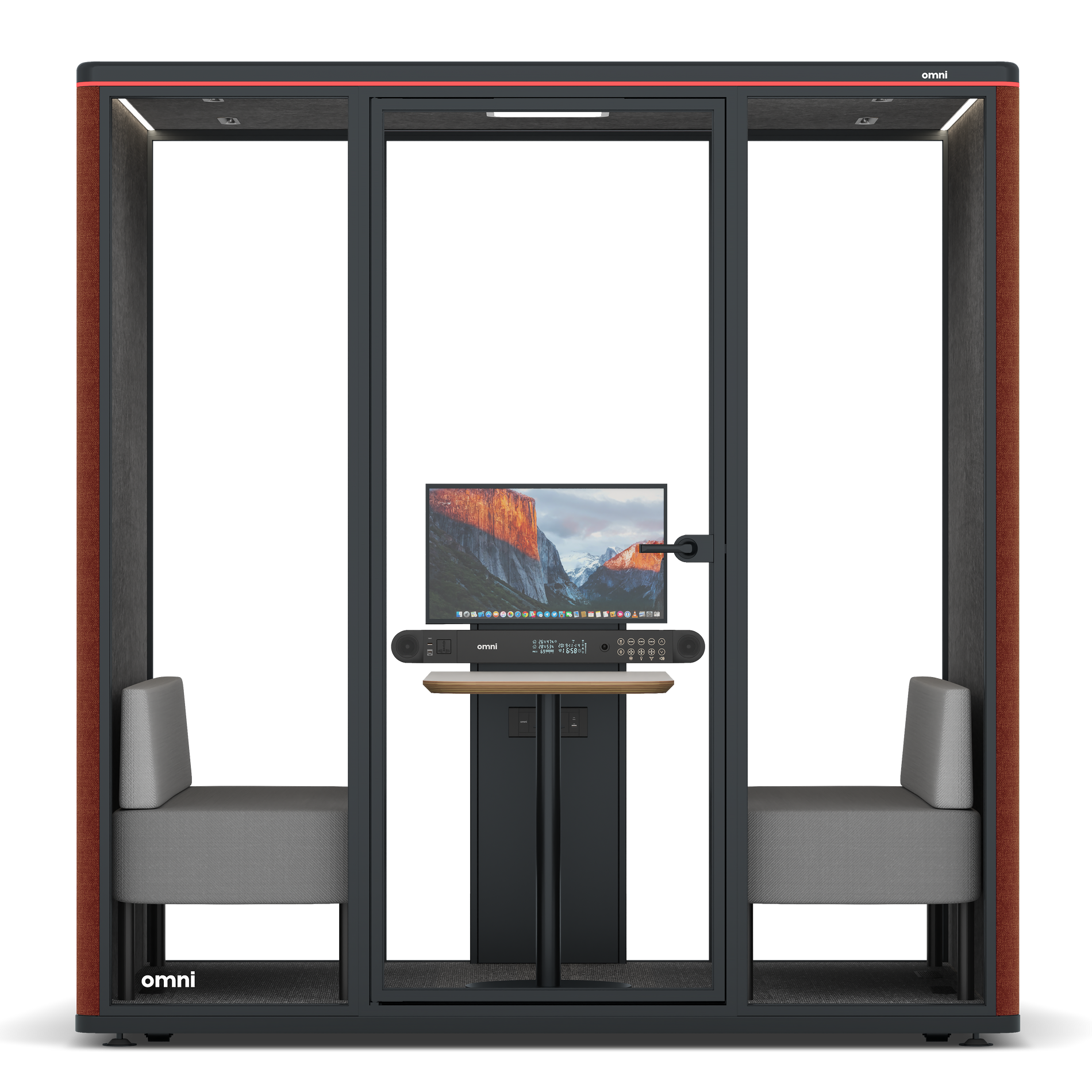 Omni FourSofa (+ Monitor Stand) / Gabriel Medley Deep Rouge / #615f5d