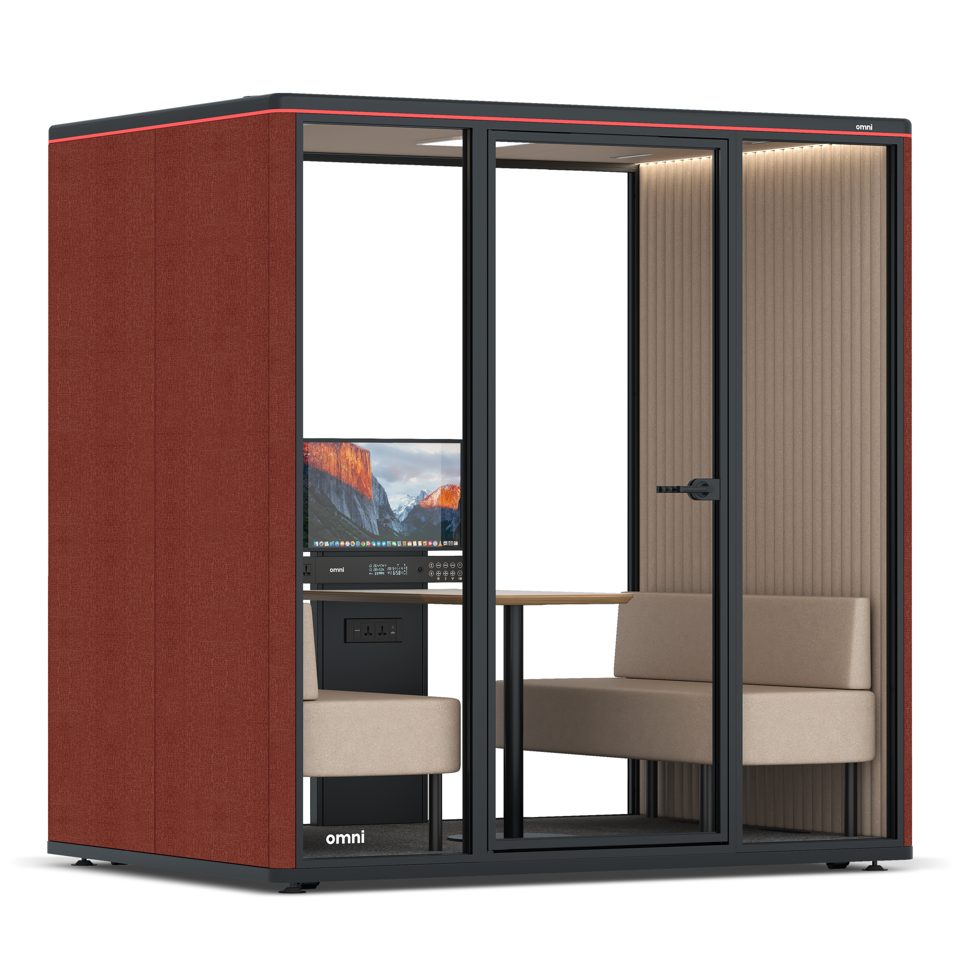Omni FourSofa (+ Monitor Stand) / Gabriel Medley Deep Rouge / #a18e7e