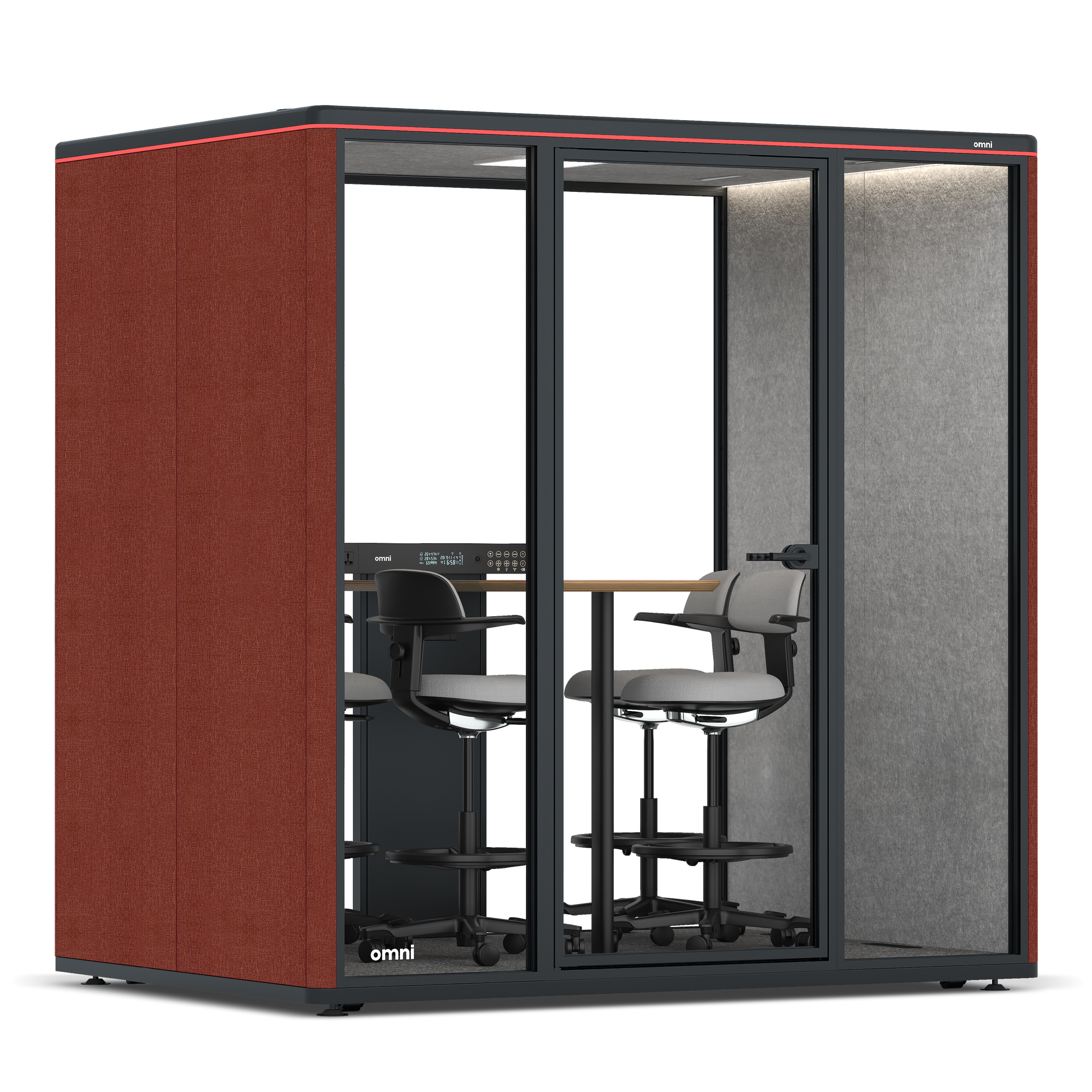 Omni FourCounter Meeting Table / Gabriel Medley Deep Rouge / #a49f98