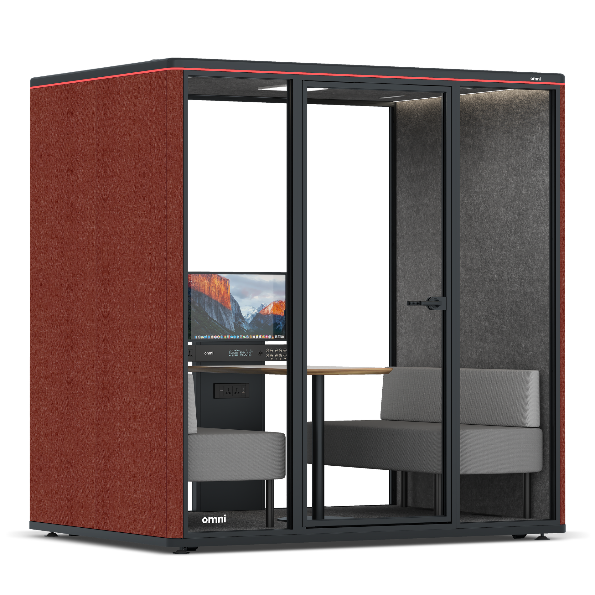 Omni FourSofa (+ Monitor Stand) / Gabriel Medley Deep Rouge / #615f5d