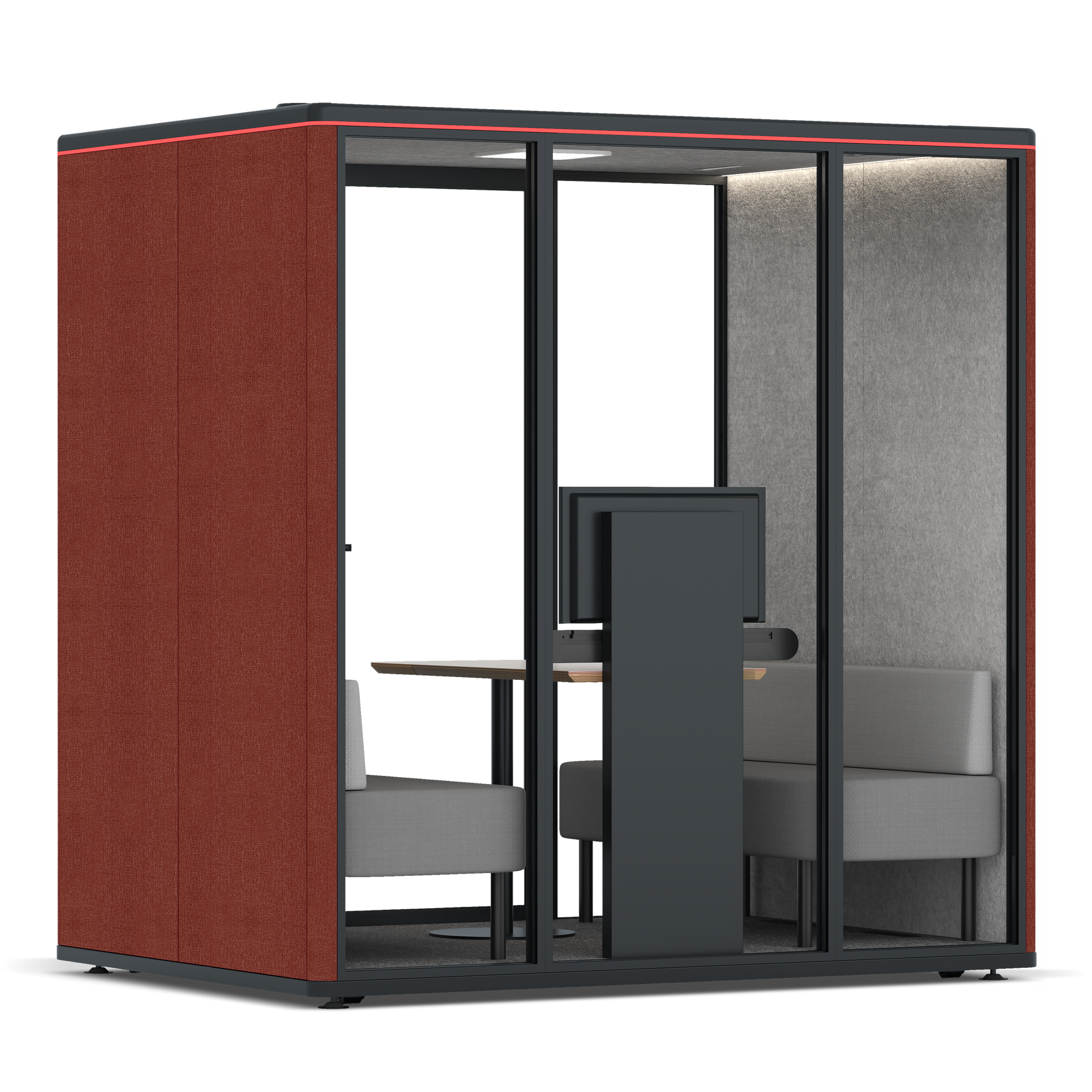 Omni FourSofa (+ Monitor Stand) / Gabriel Medley Deep Rouge / #a49f98