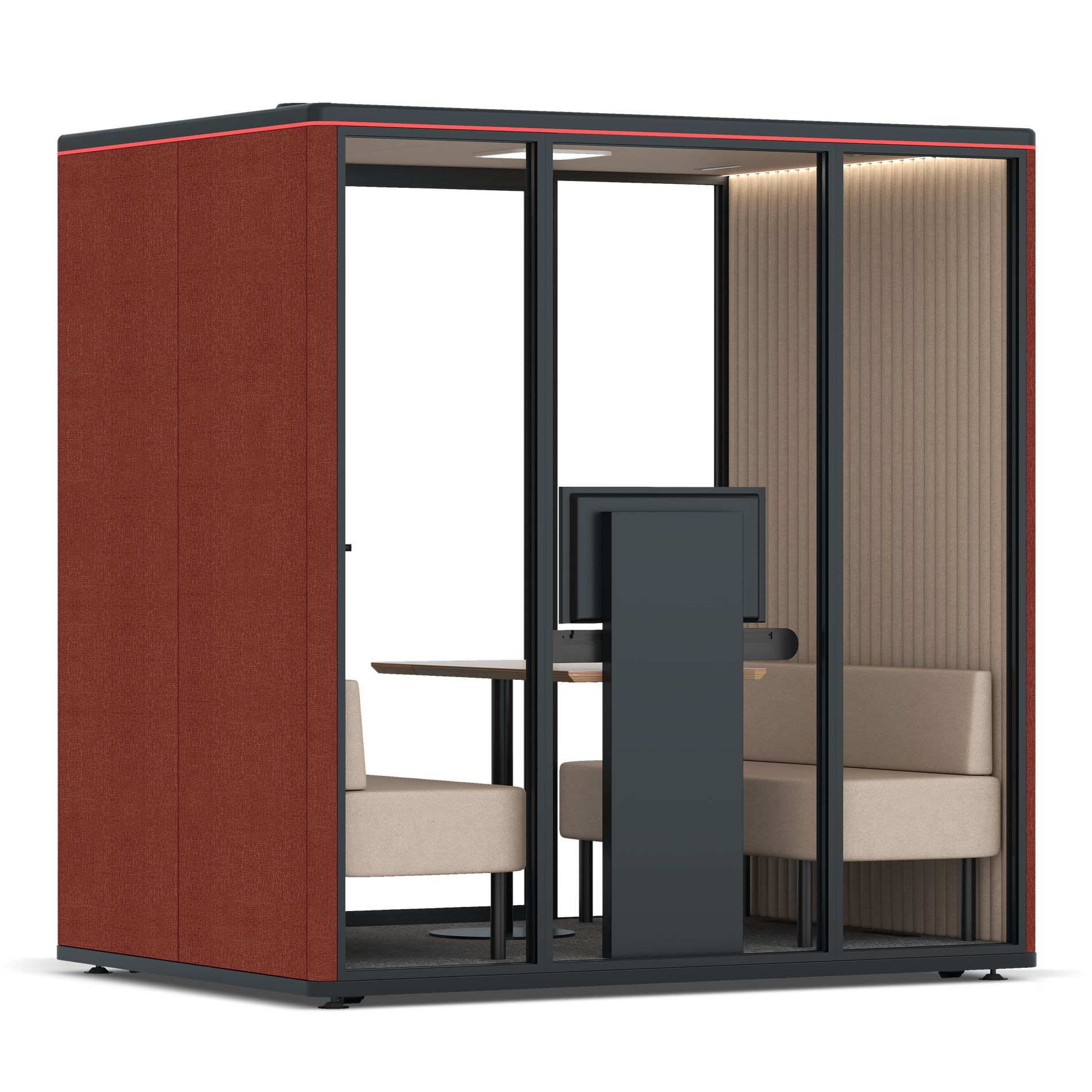 Omni FourSofa (+ Monitor Stand) / Gabriel Medley Deep Rouge / #a18e7e