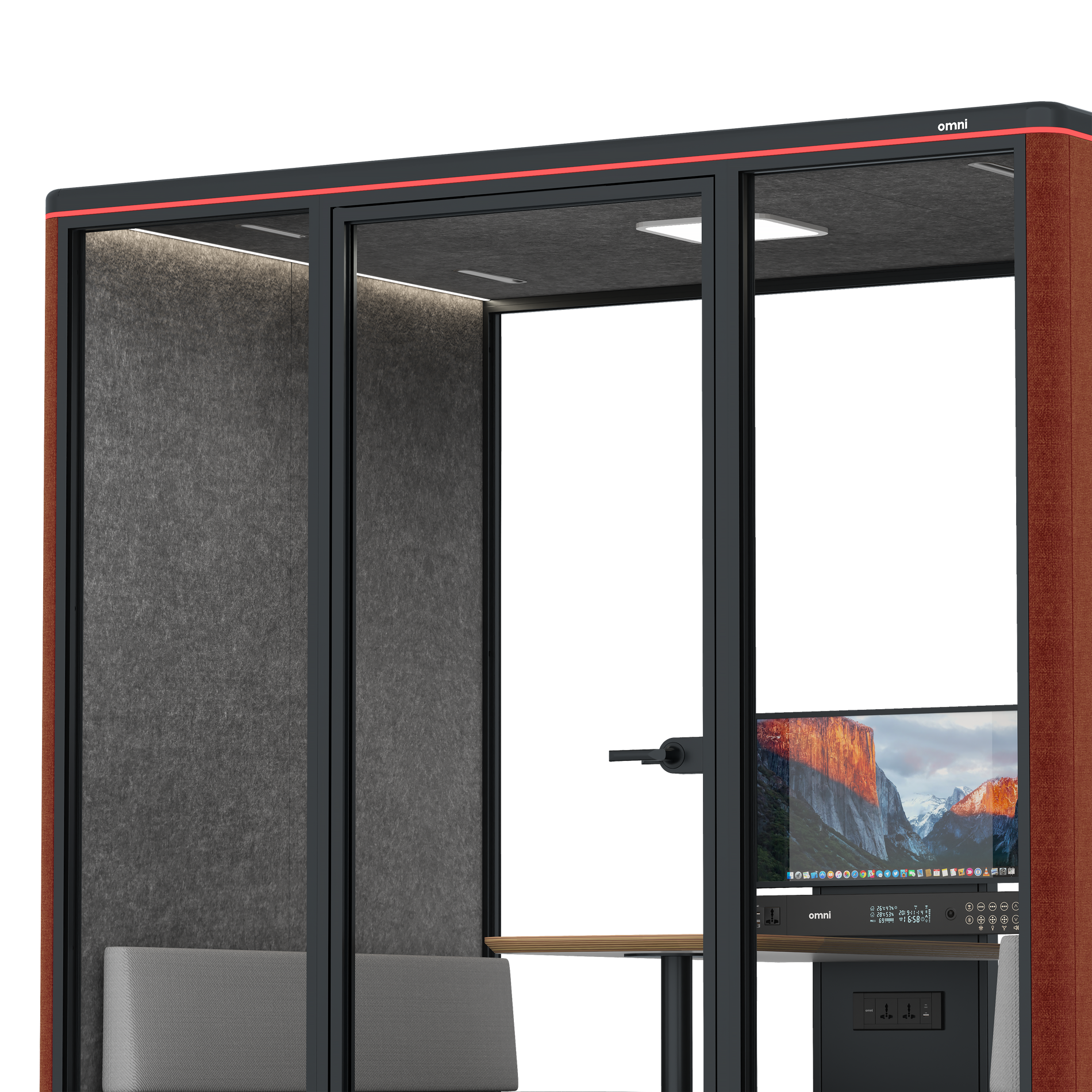 Omni FourSofa (+ Monitor Stand) / Gabriel Medley Deep Rouge / #615f5d