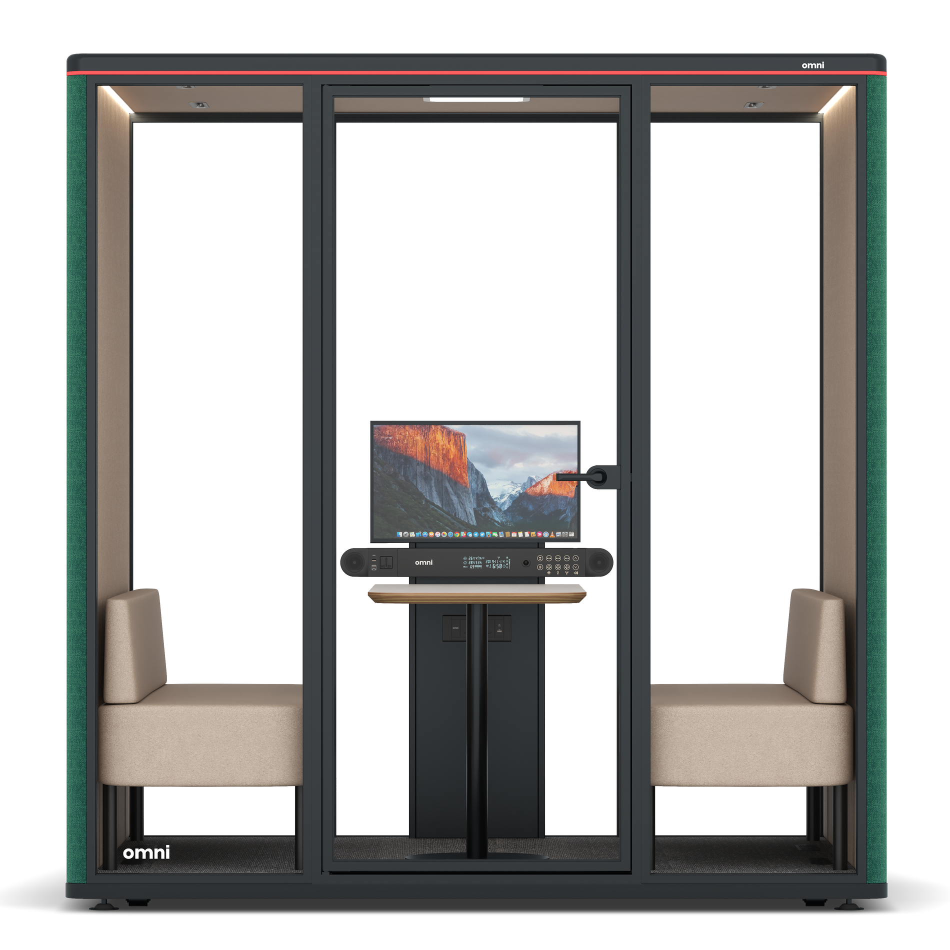 Omni FourSofa (+ Monitor Stand) / Gabriel Medley Forest Green / #a18e7e