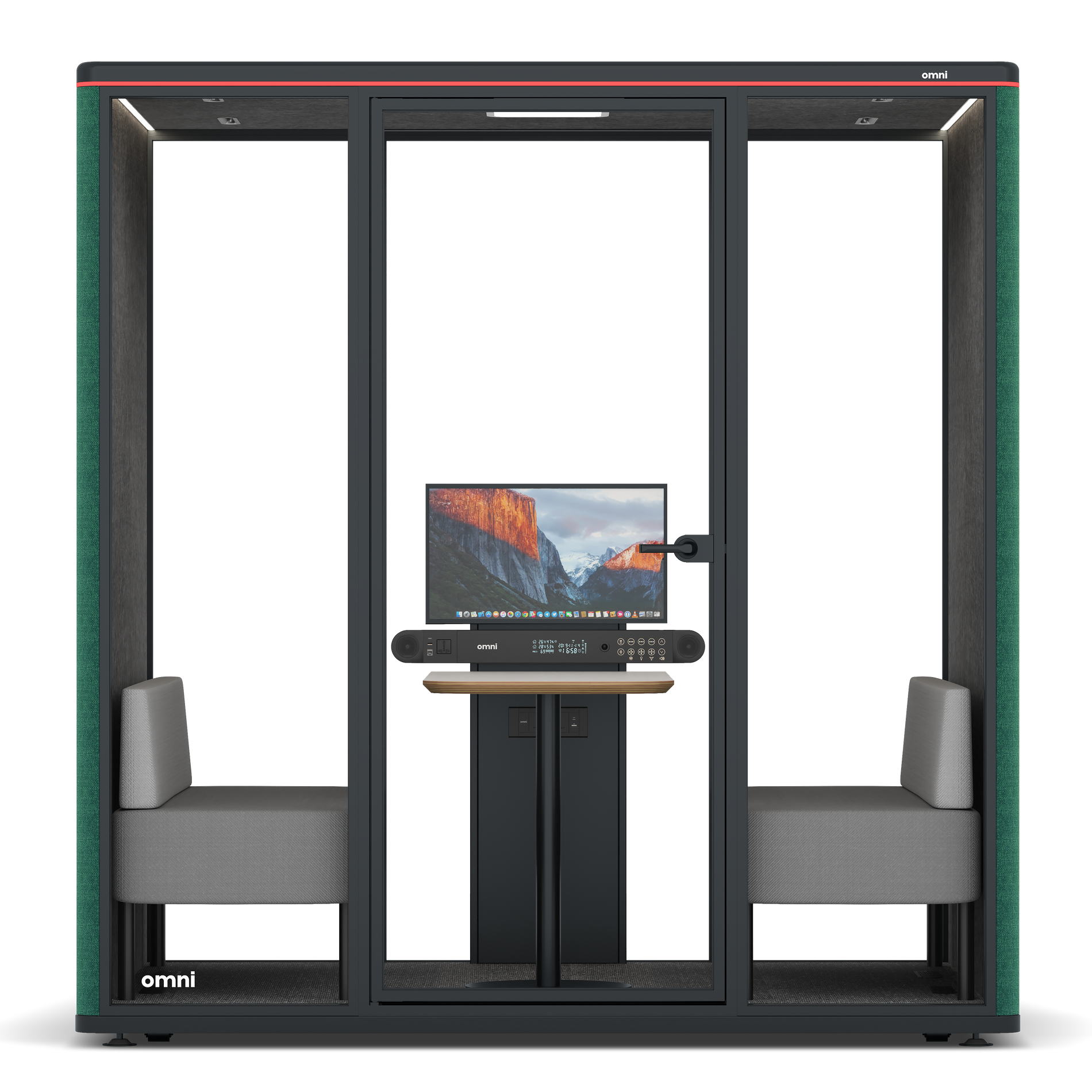 Omni FourSofa (+ Monitor Stand) / Gabriel Medley Forest Green / #615f5d