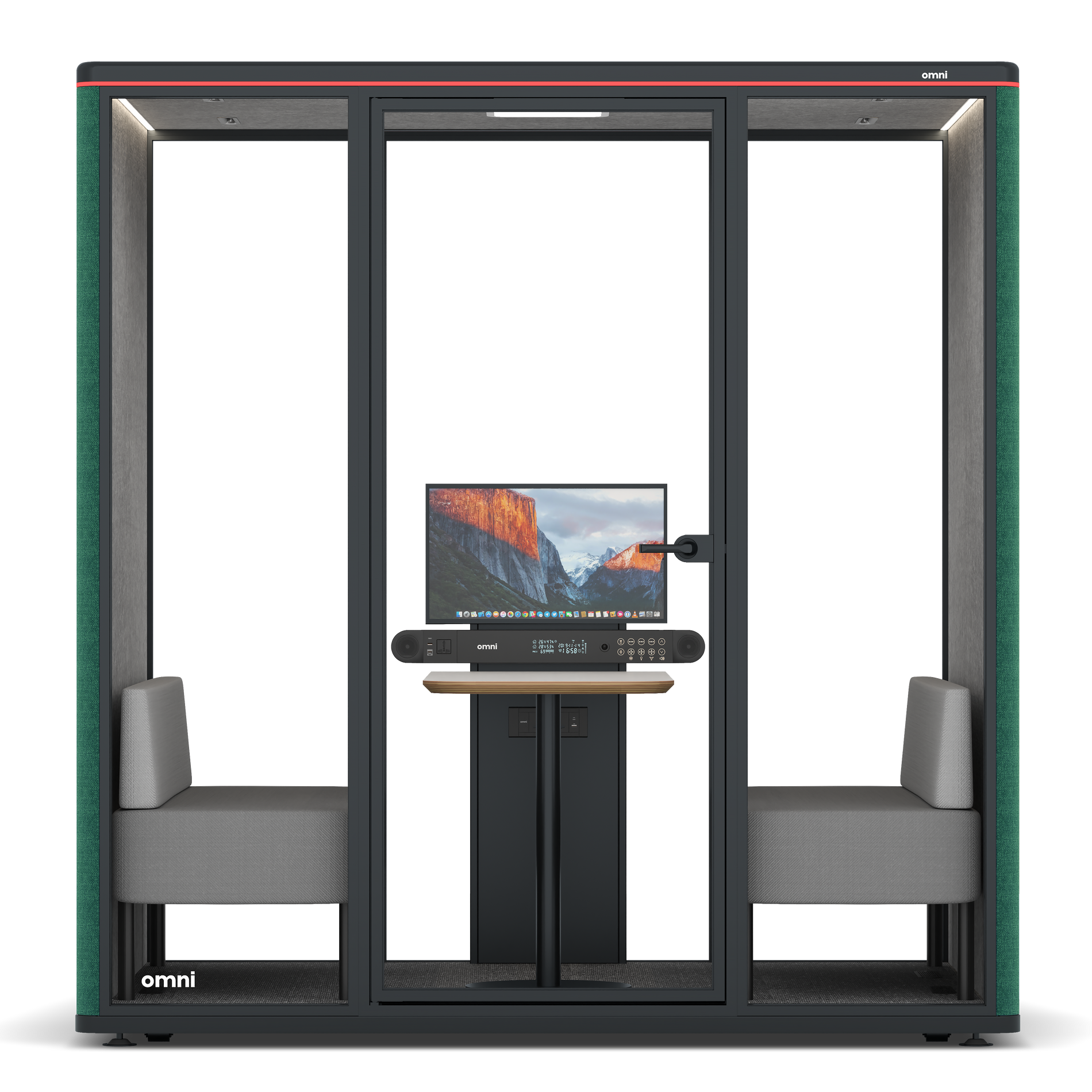 Omni FourSofa (+ Monitor Stand) / Gabriel Medley Forest Green / #a49f98