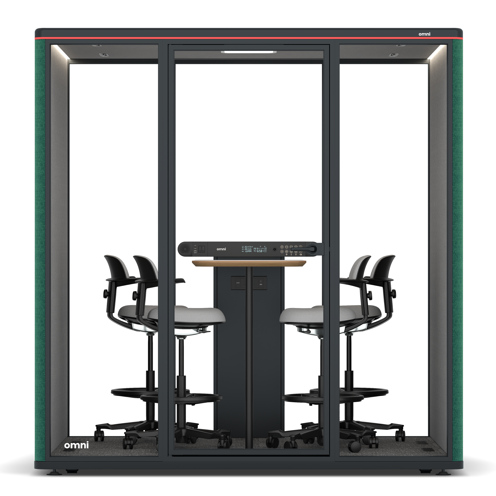 Omni FourCounter Meeting Table / Gabriel Medley Forest Green / #6d6c69