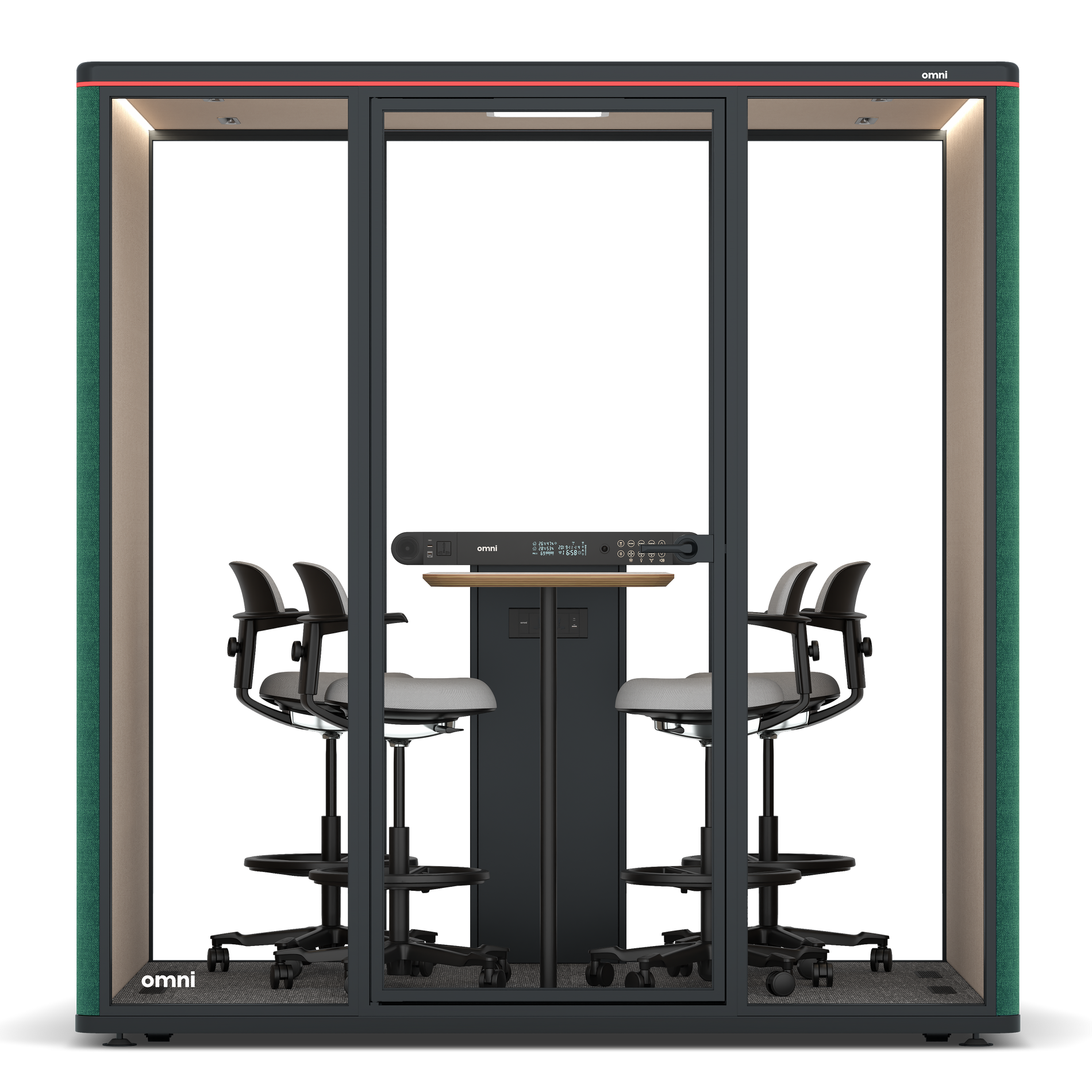 Omni FourCounter Meeting Table / Gabriel Medley Forest Green / #a18e7e