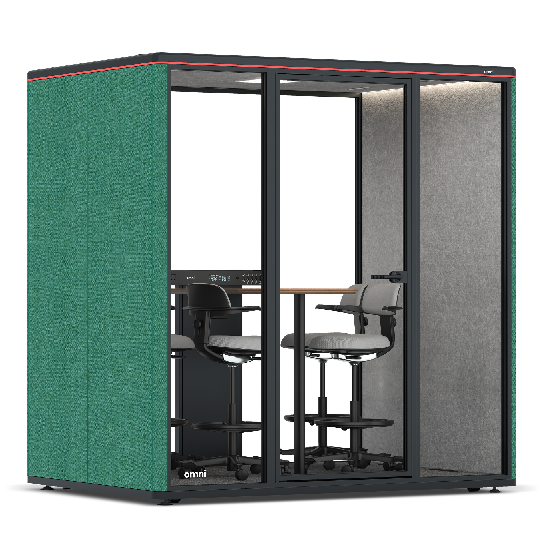 Omni FourCounter Meeting Table / Gabriel Medley Forest Green / #a49f98