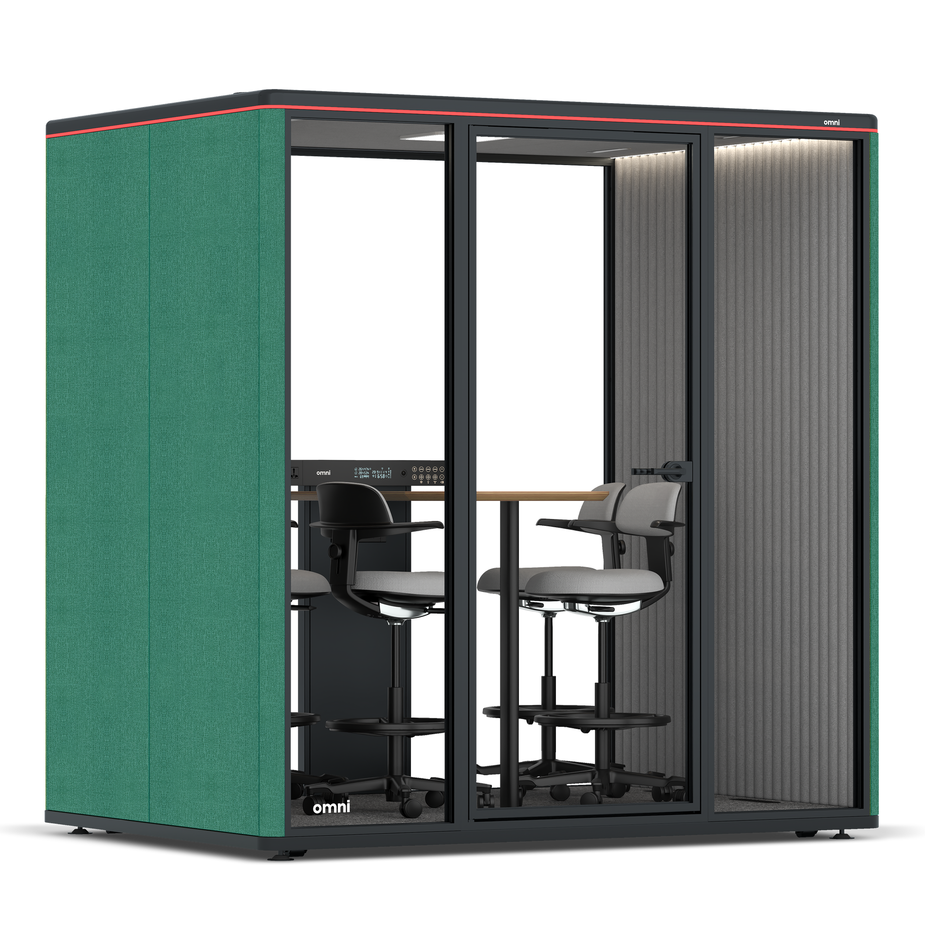 Omni FourCounter Meeting Table / Gabriel Medley Forest Green / #6d6c69