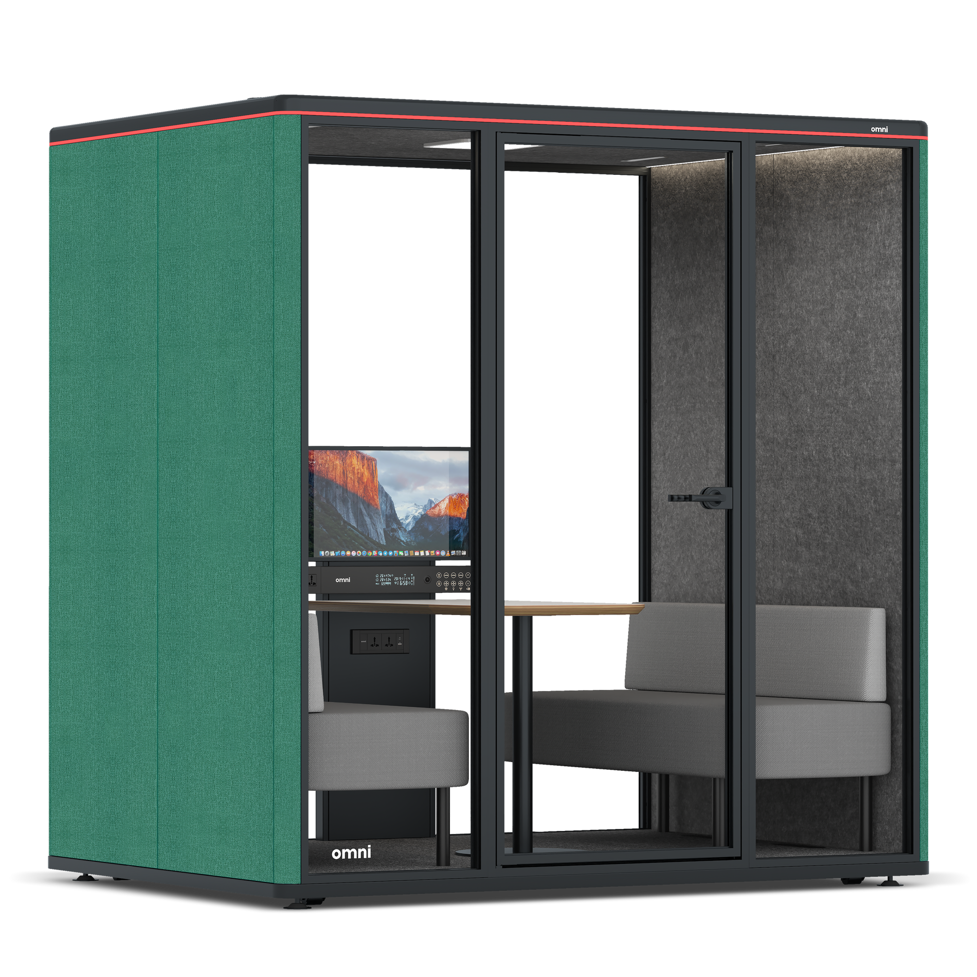 Omni FourSofa (+ Monitor Stand) / Gabriel Medley Forest Green / #615f5d