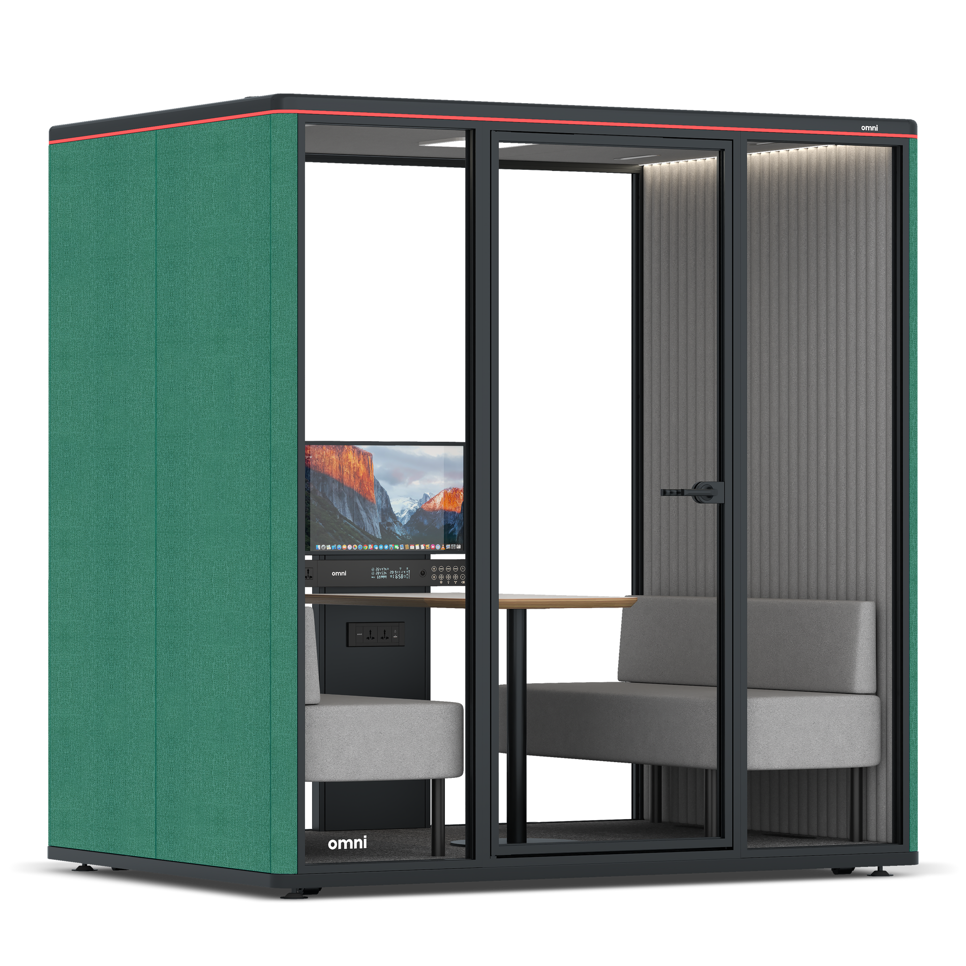 Omni FourSofa (+ Monitor Stand) / Gabriel Medley Forest Green / #6d6c69