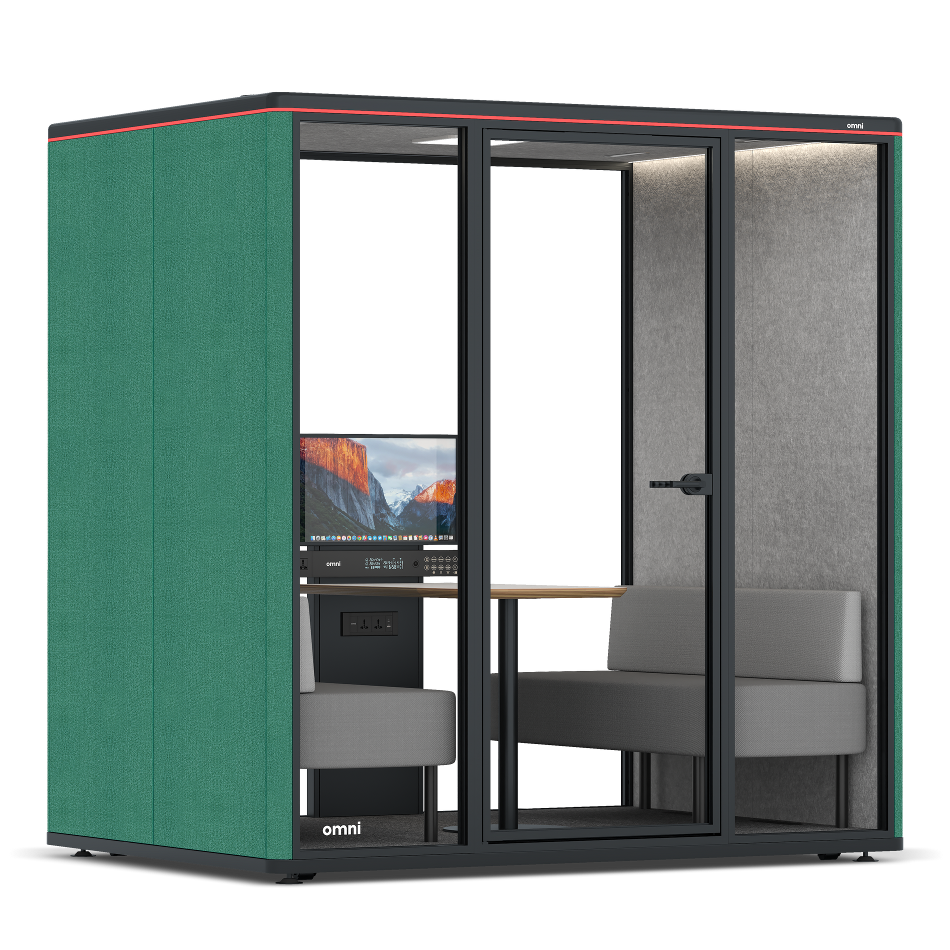 Omni FourSofa (+ Monitor Stand) / Gabriel Medley Forest Green / #a49f98