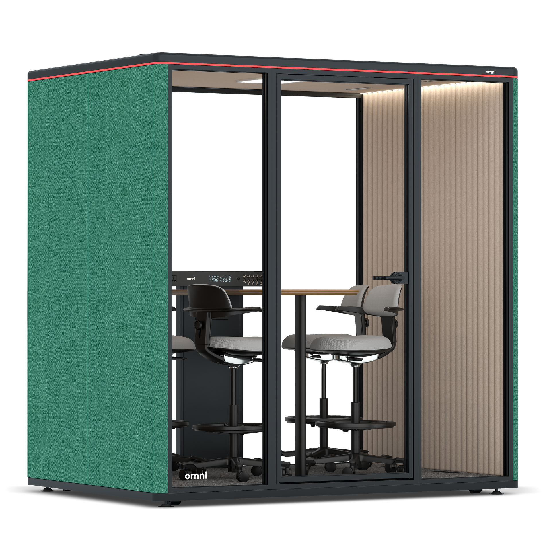 Omni FourCounter Meeting Table / Gabriel Medley Forest Green / #a18e7e