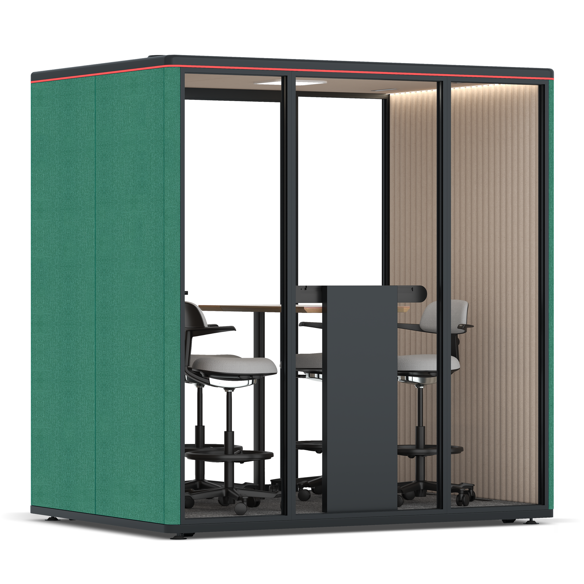 Omni FourCounter Meeting Table / Gabriel Medley Forest Green / #a18e7e