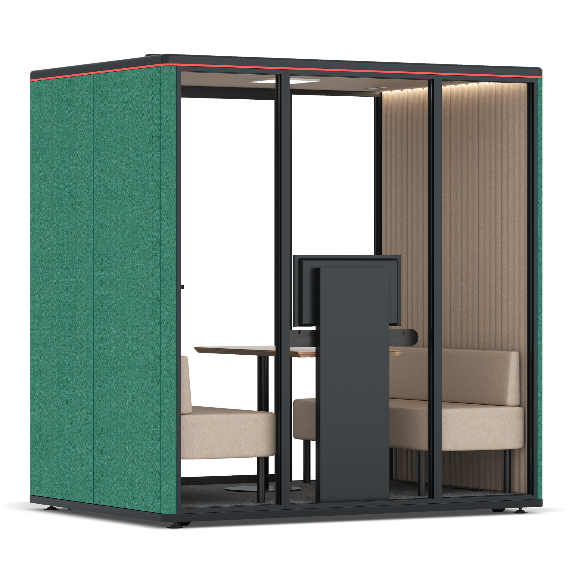 Omni FourSofa (+ Monitor Stand) / Gabriel Medley Forest Green / #a18e7e