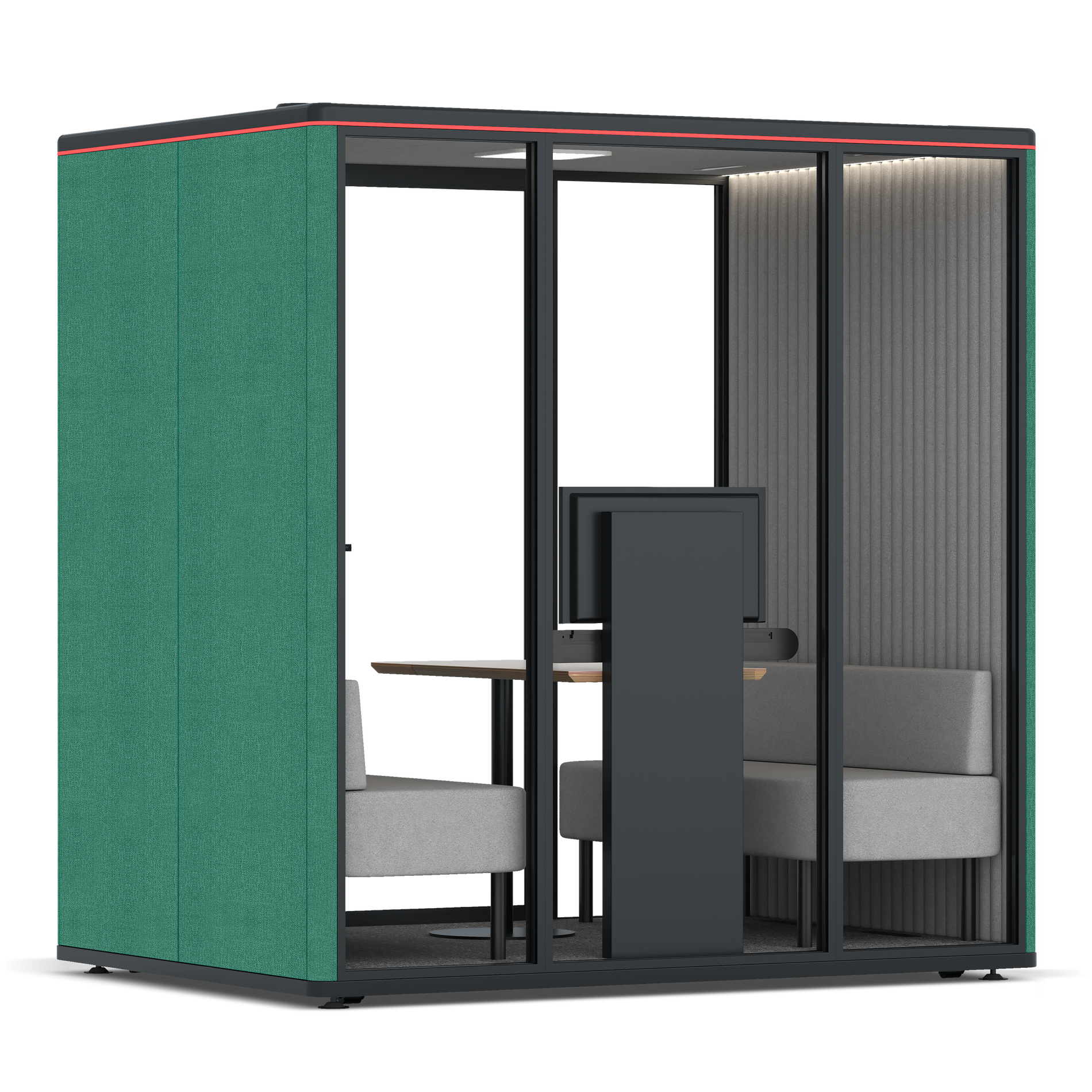 Omni FourSofa (+ Monitor Stand) / Gabriel Medley Forest Green / #6d6c69