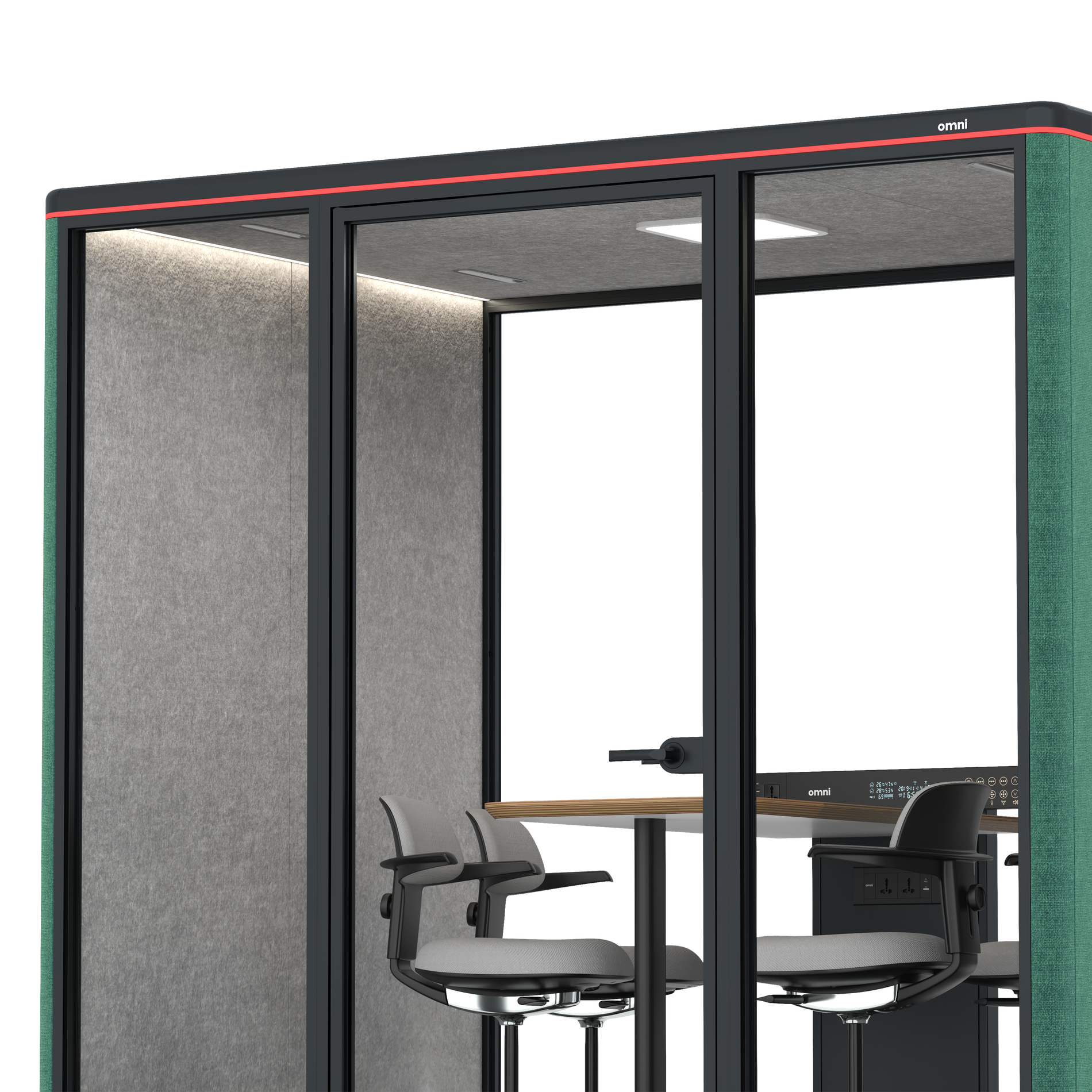 Omni FourCounter Meeting Table / Gabriel Medley Forest Green / #a49f98