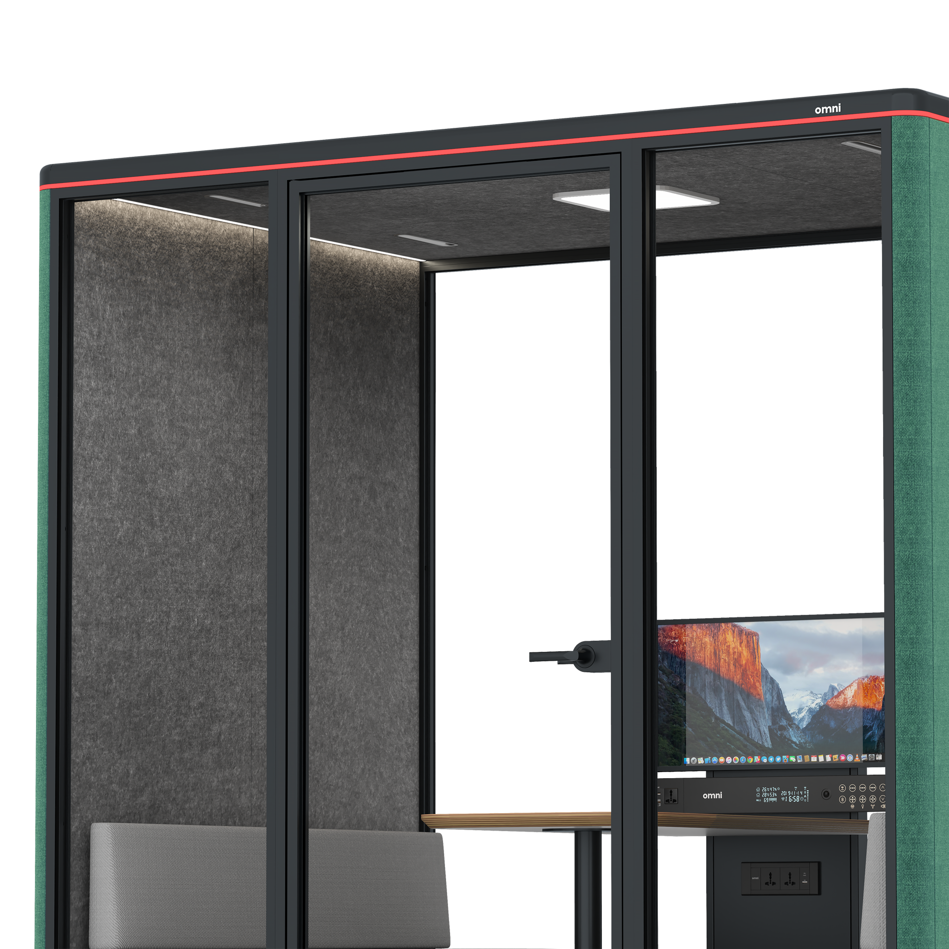 Omni FourSofa (+ Monitor Stand) / Gabriel Medley Forest Green / #615f5d