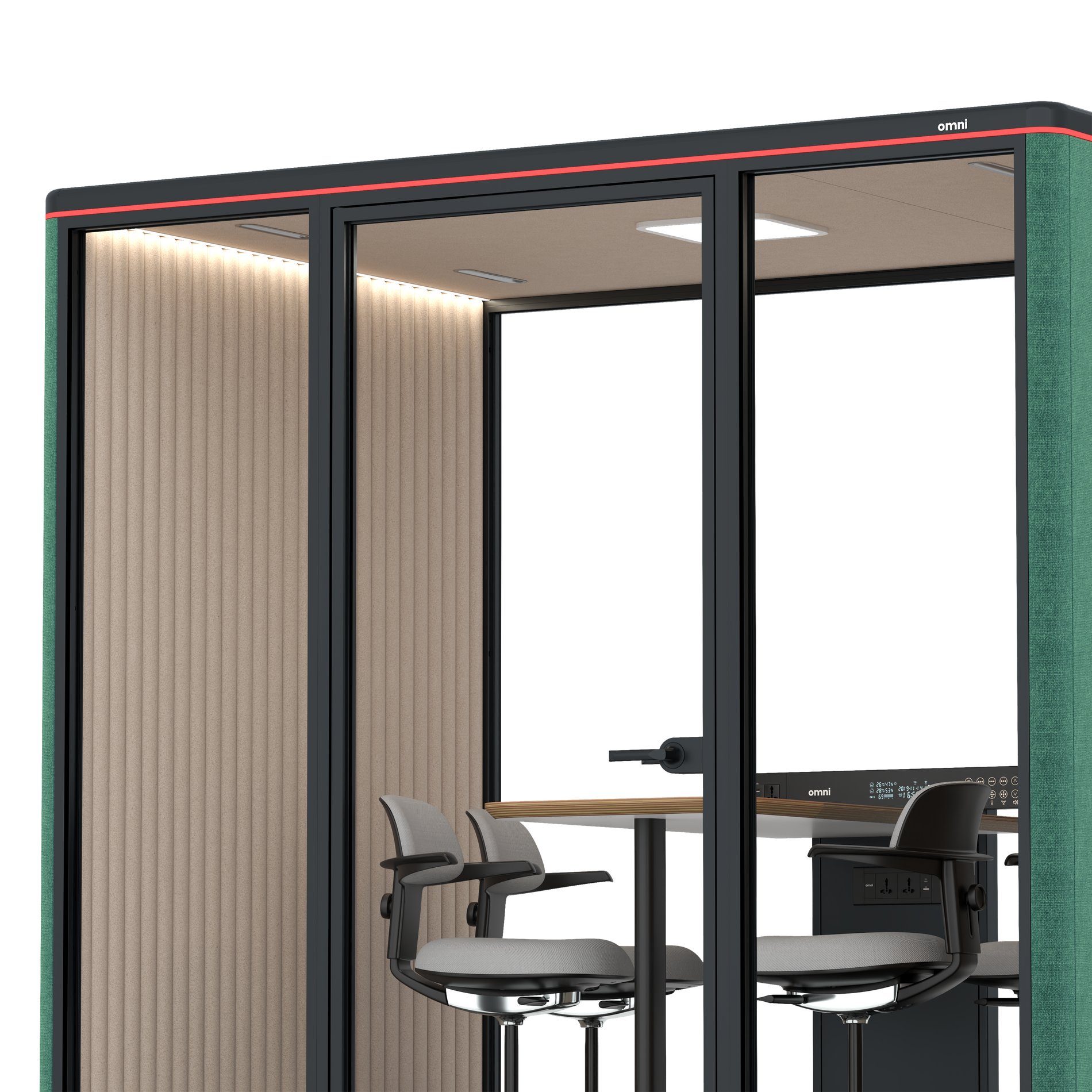Omni FourCounter Meeting Table / Gabriel Medley Forest Green / #a18e7e