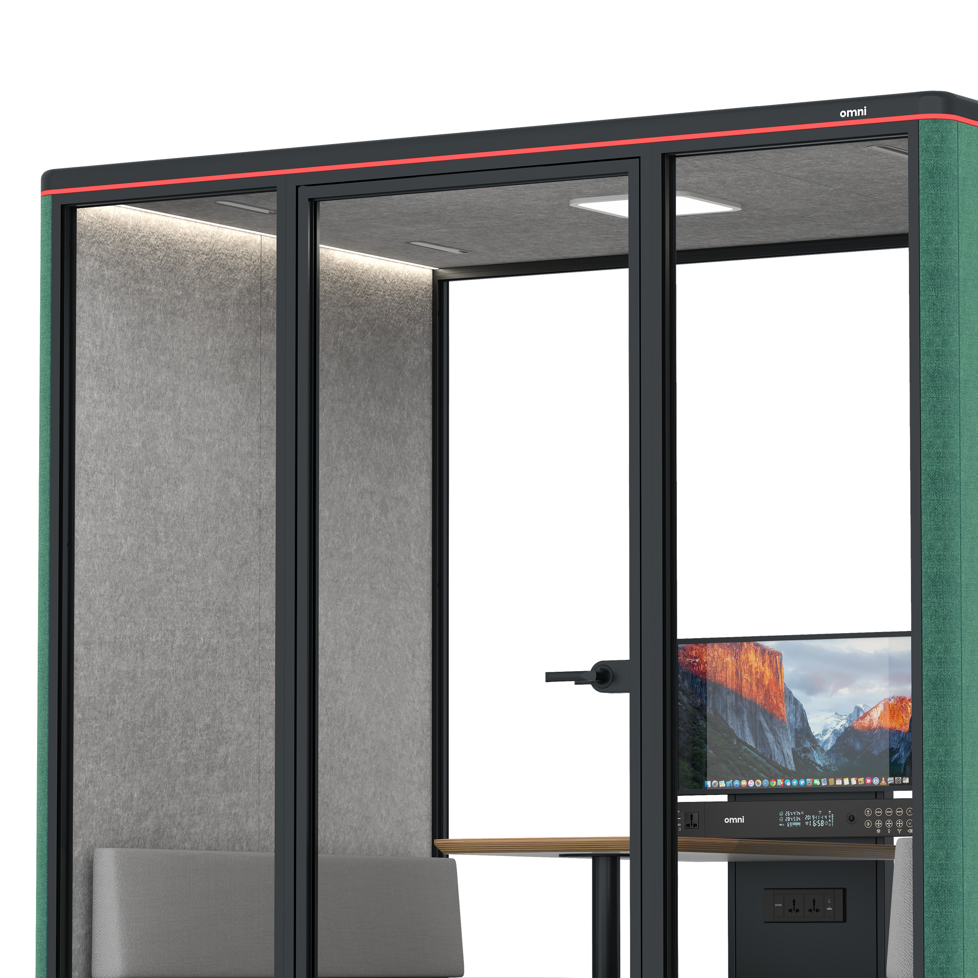 Omni FourSofa (+ Monitor Stand) / Gabriel Medley Forest Green / #a49f98